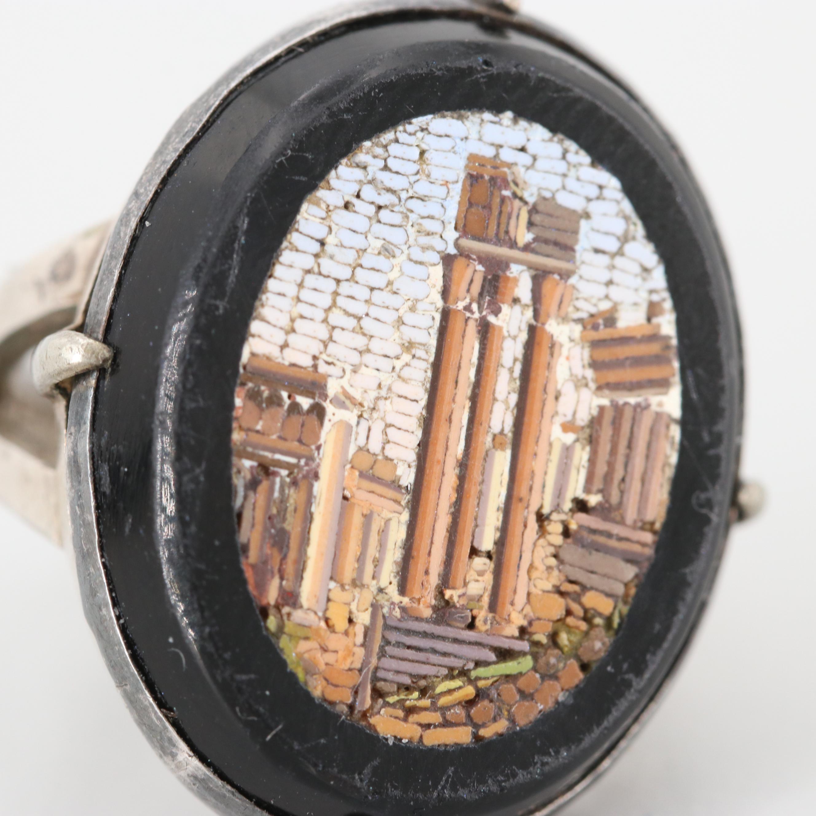 Sterling Silver Glass Micromosaic Ring