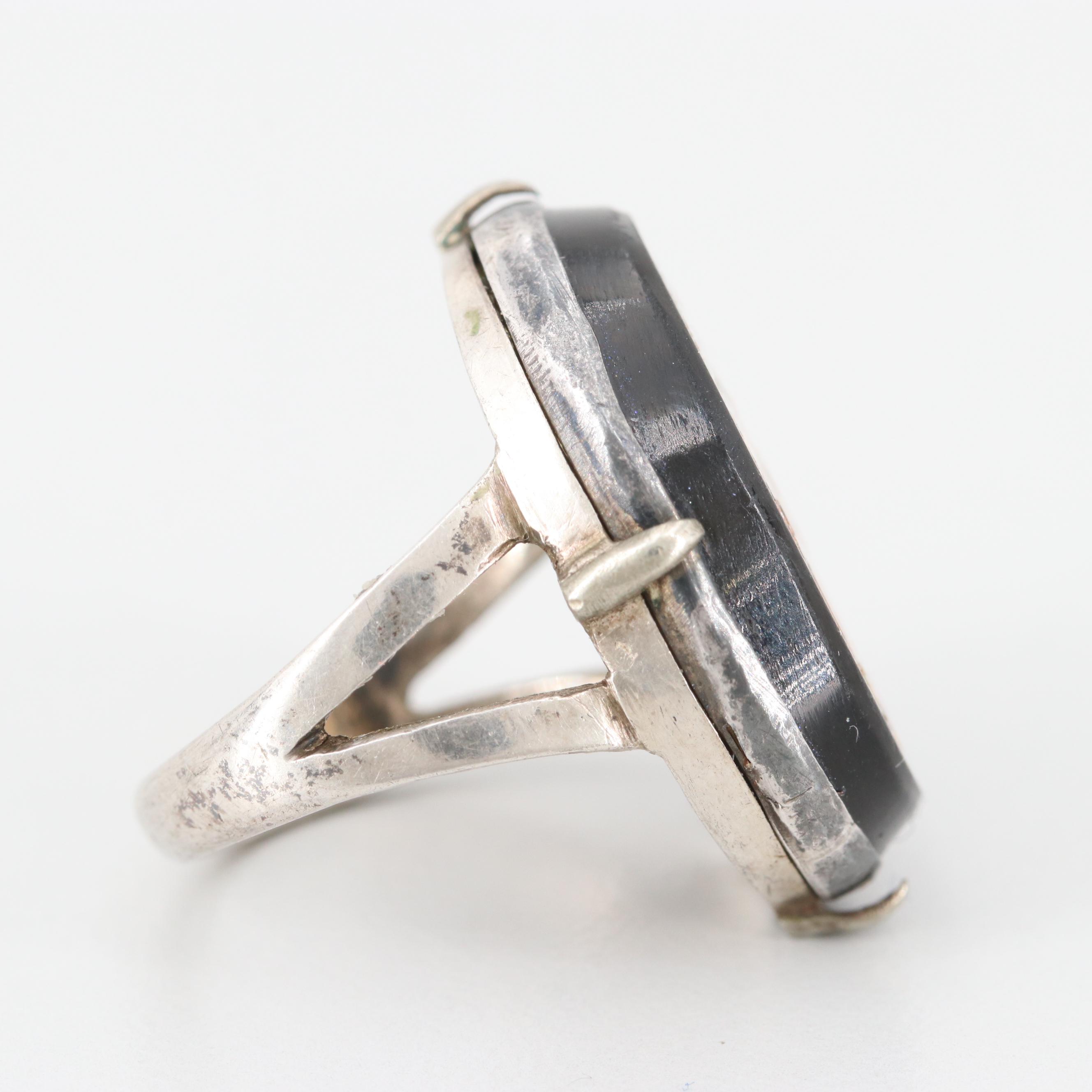 Sterling Silver Glass Micromosaic Ring