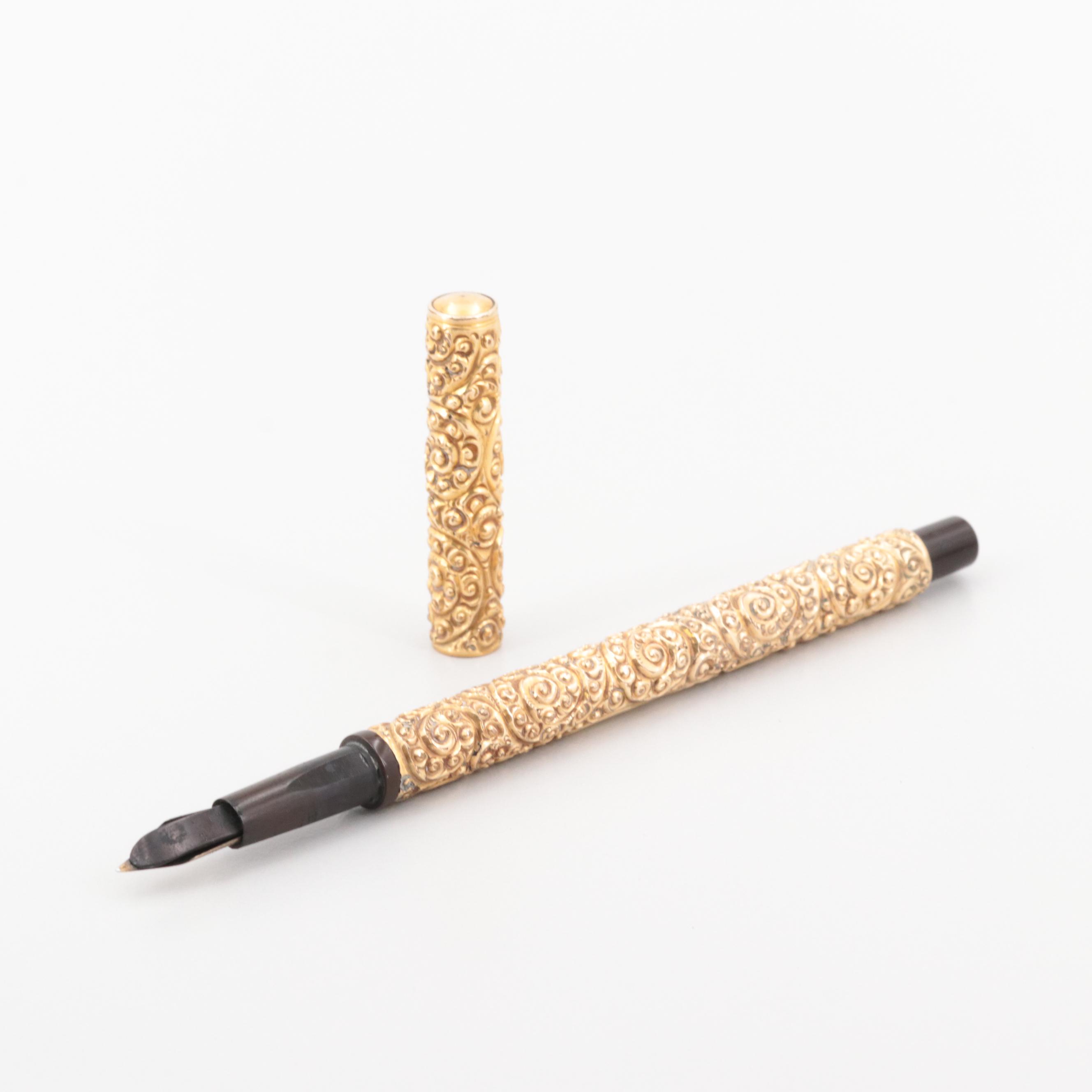 Vintage Waterman "Ideal" Chased Overlay Fountain Pen