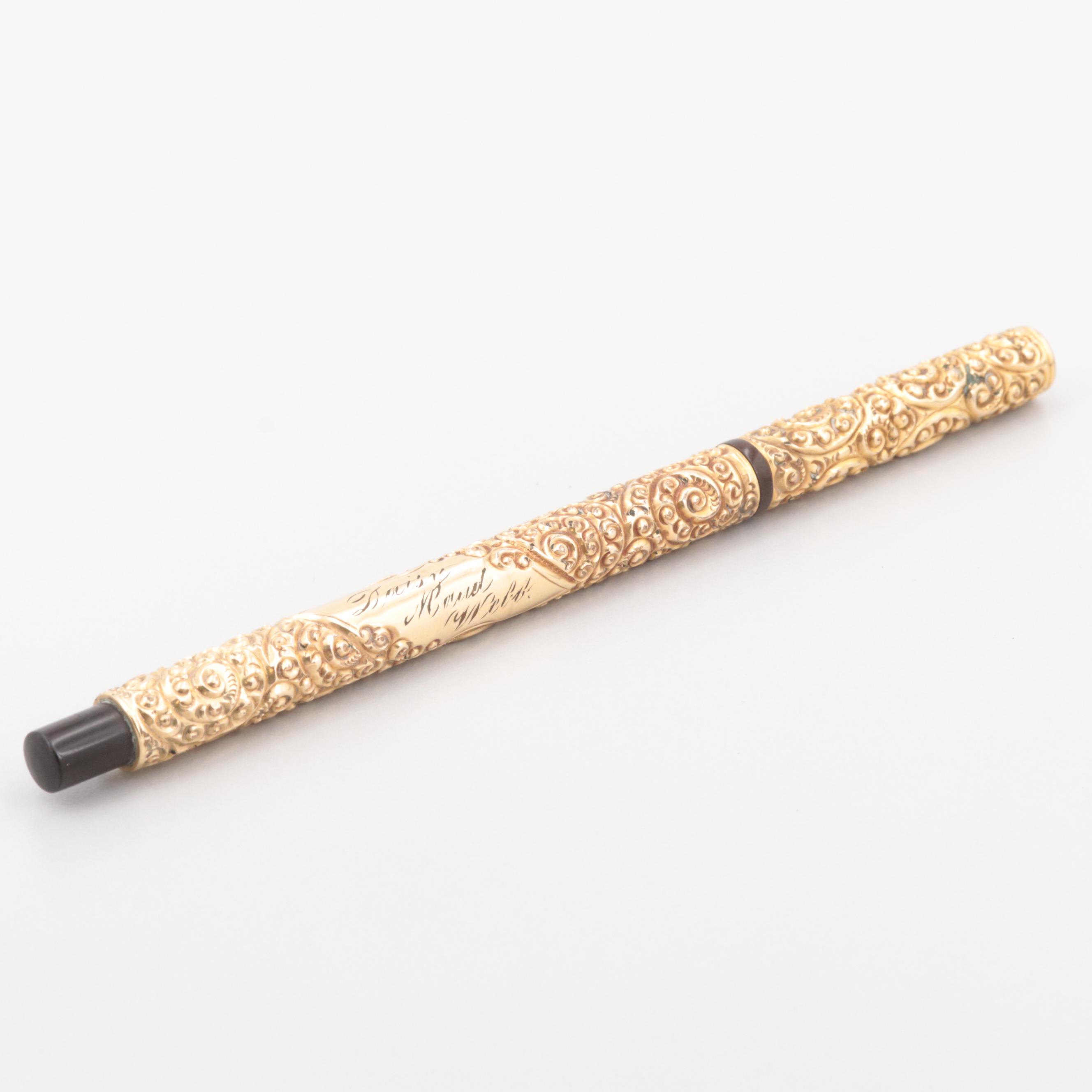 Vintage Waterman "Ideal" Chased Overlay Fountain Pen