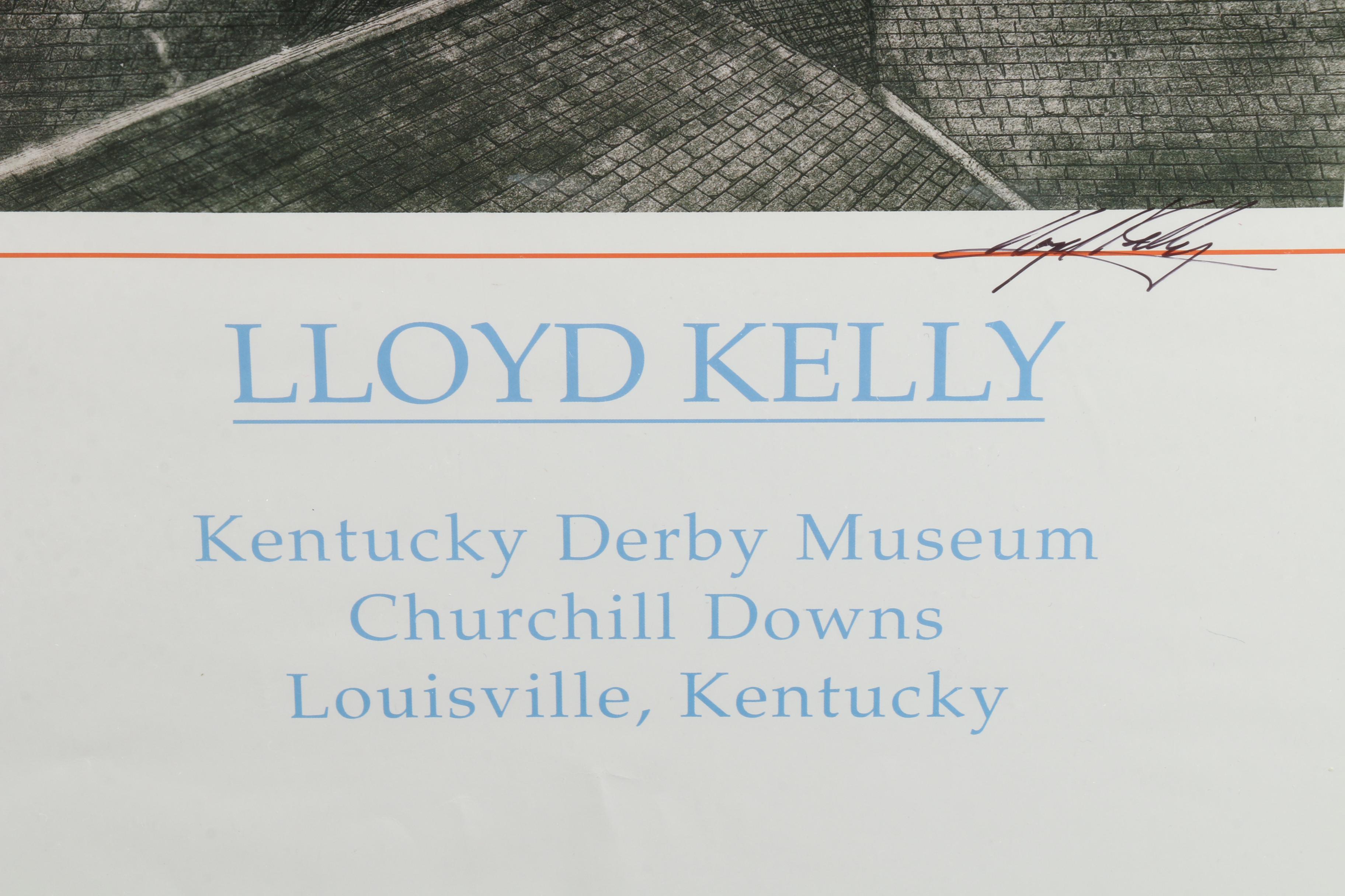 Artist Lloyd Kelly Signed Churchill Downs Art Poster