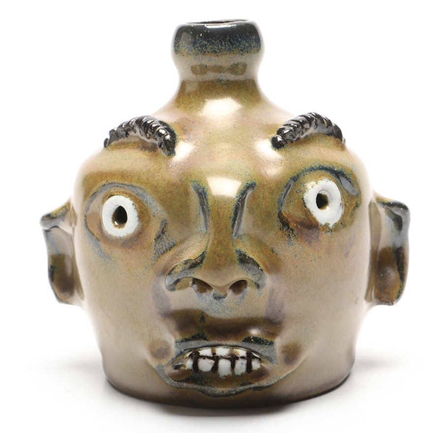 Marvin Bailey Stoneware Folk Art Face Jug