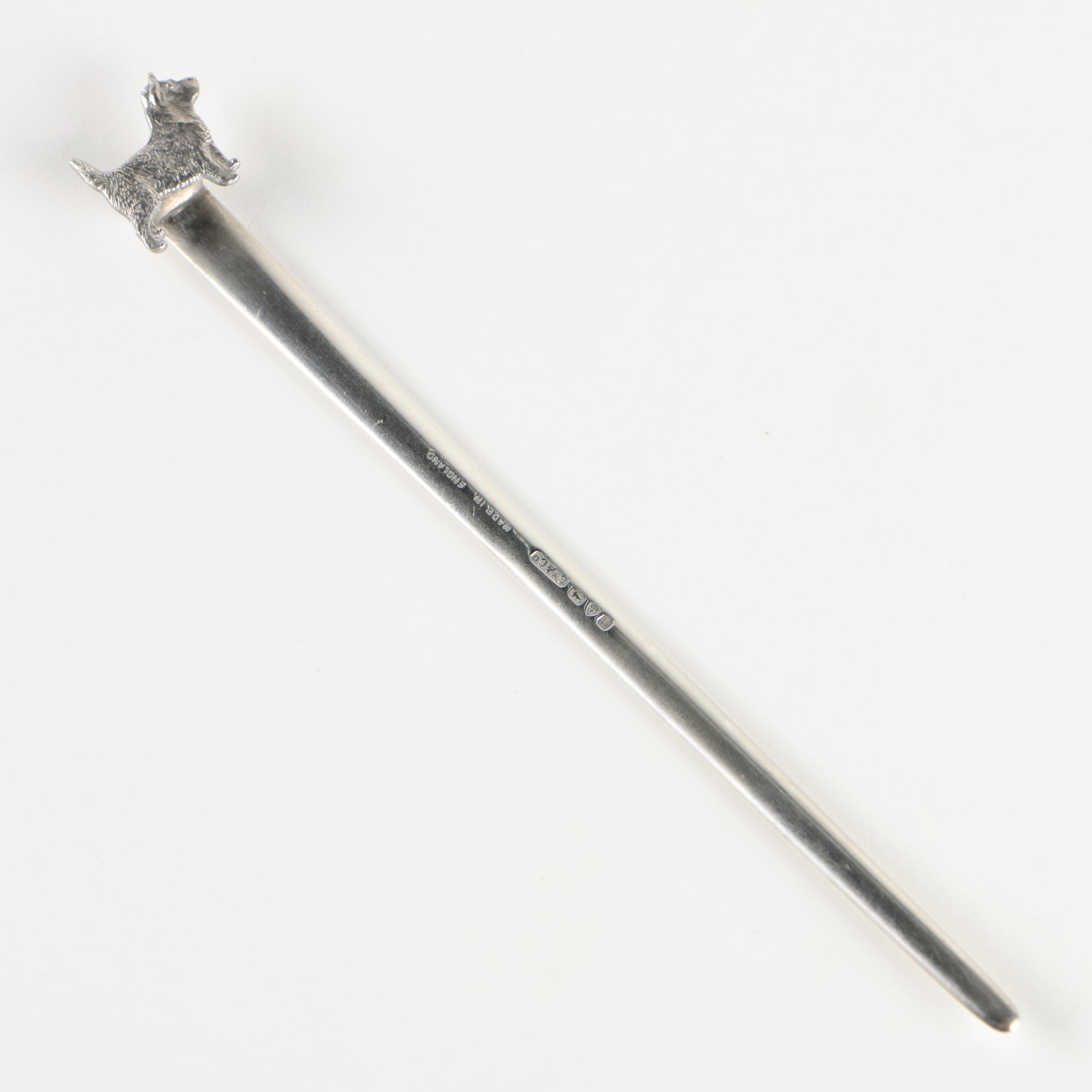 Grey & Co. English Sterling Letter Opener with Dog Tip, 1929