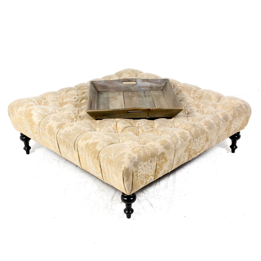 Oversized Cocktail Ottoman With Tray