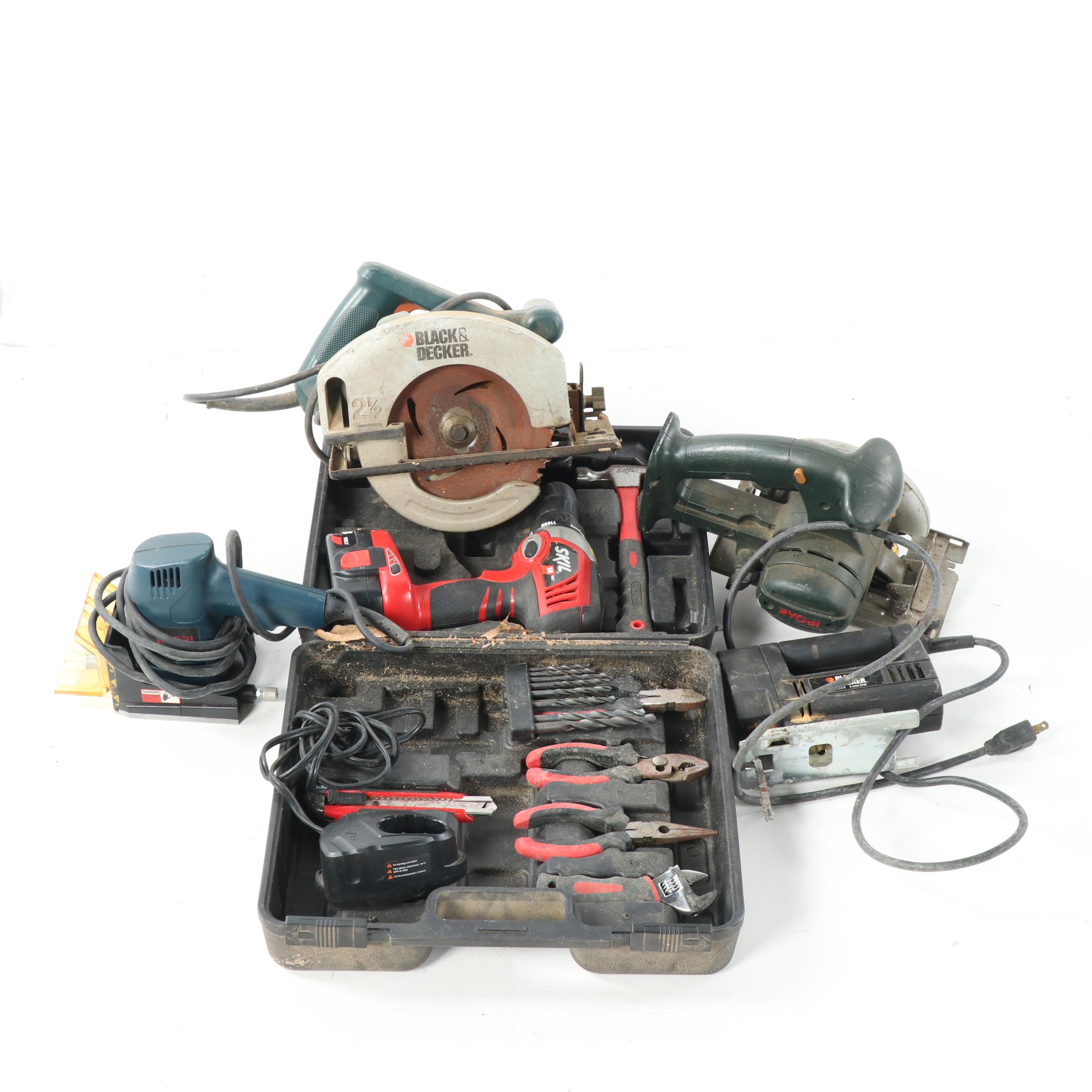 Black & Decker Circular Saw with Ryobi Biscuit Joiner and Other Power Tools