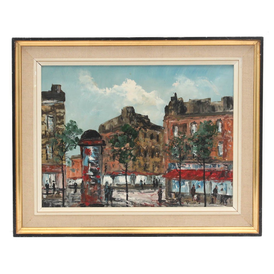 Hubert Valerio Paris Street Scene Oil Painting