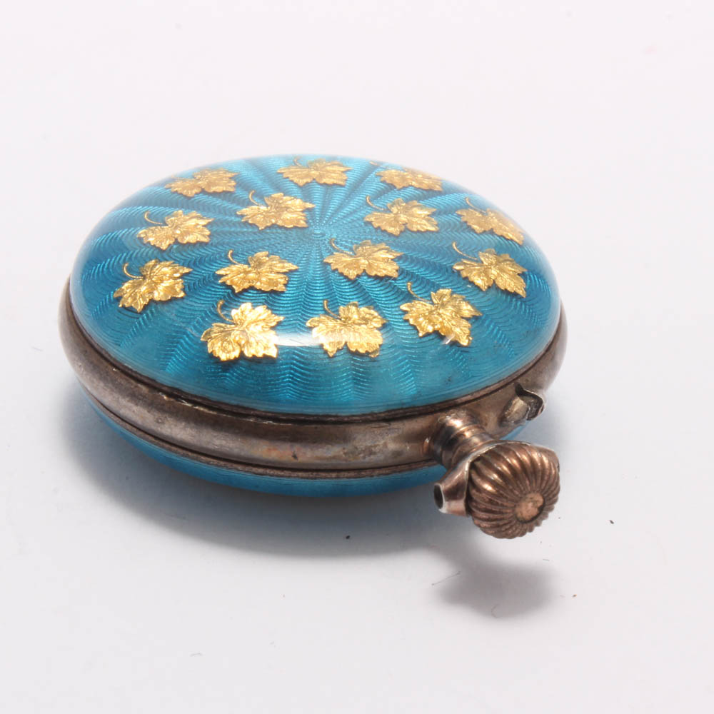 800 Silver and Enamel Pocket Watch