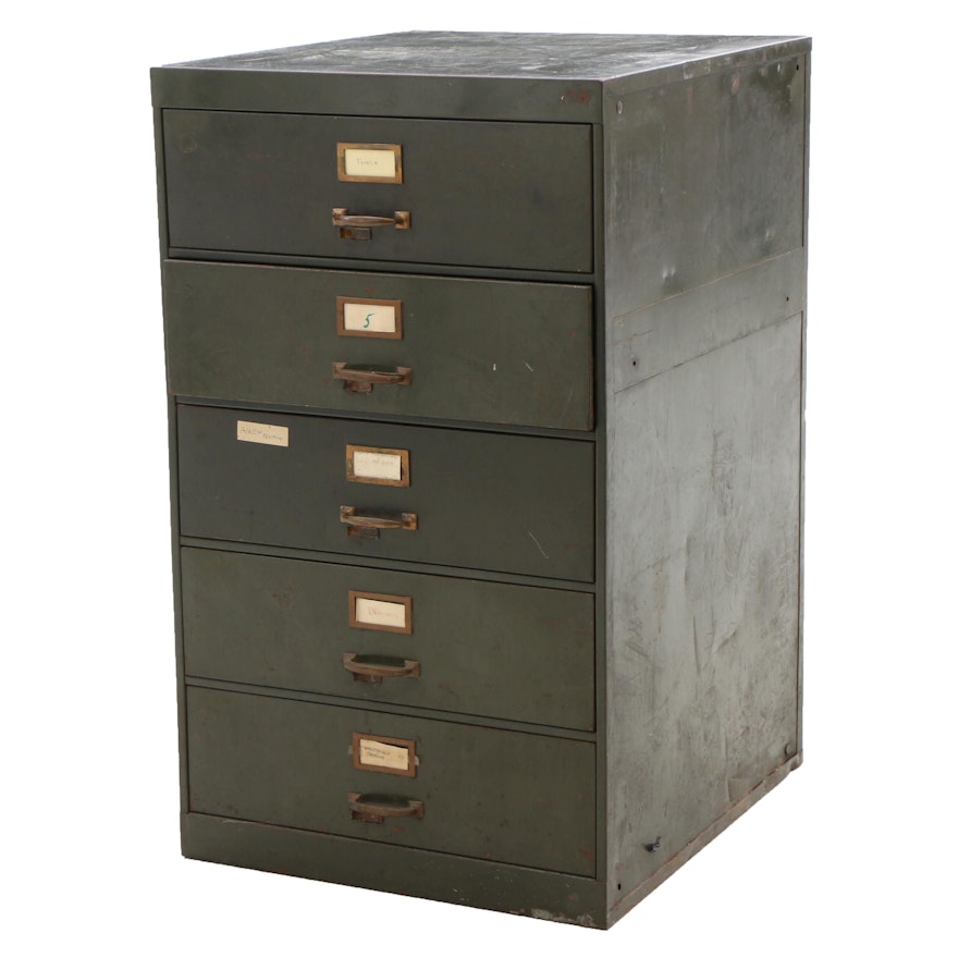 Vintage Wide Drawer Metal Filing Cabinet