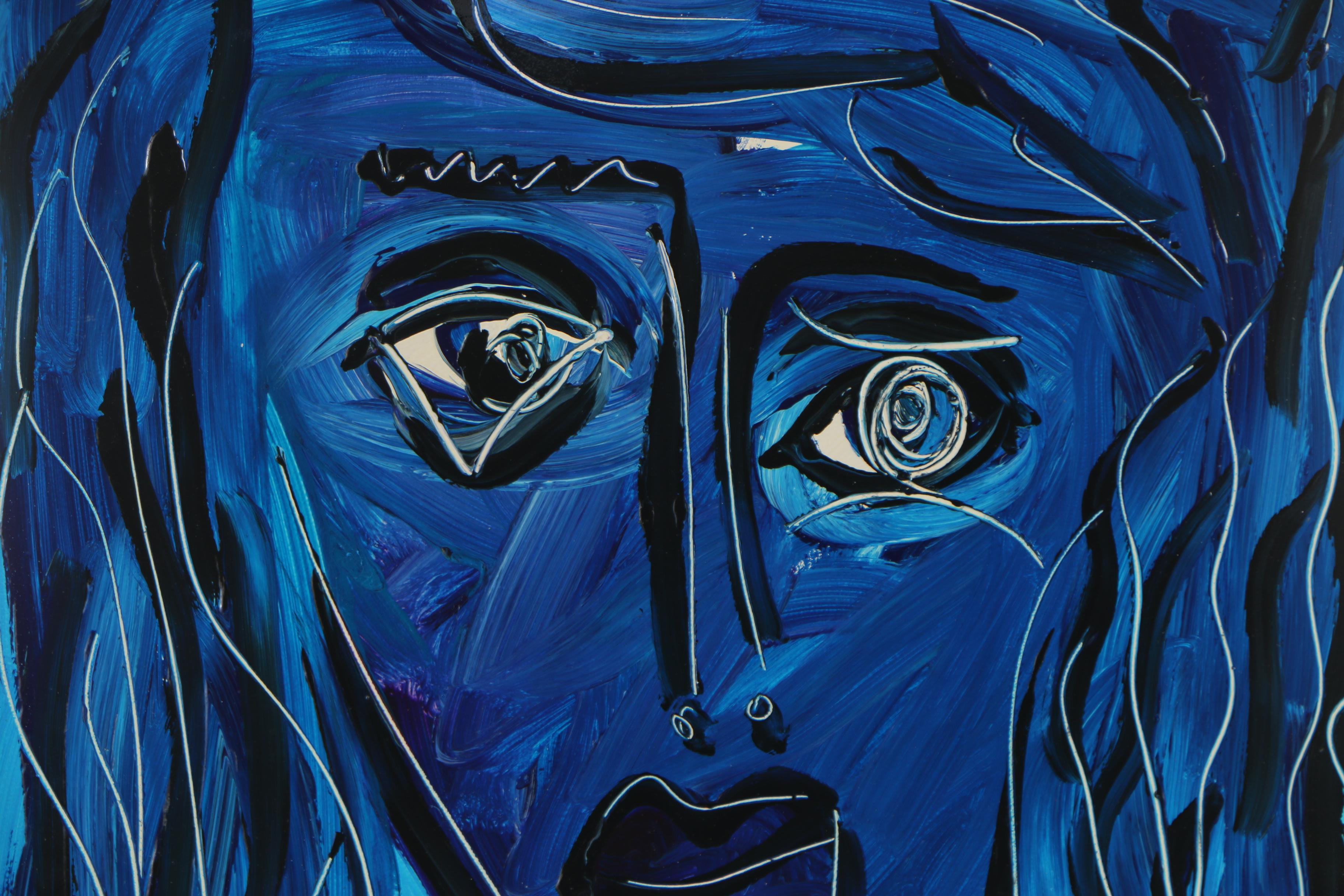 Peter Keil Oil Painting "Blue Picasso", 1969