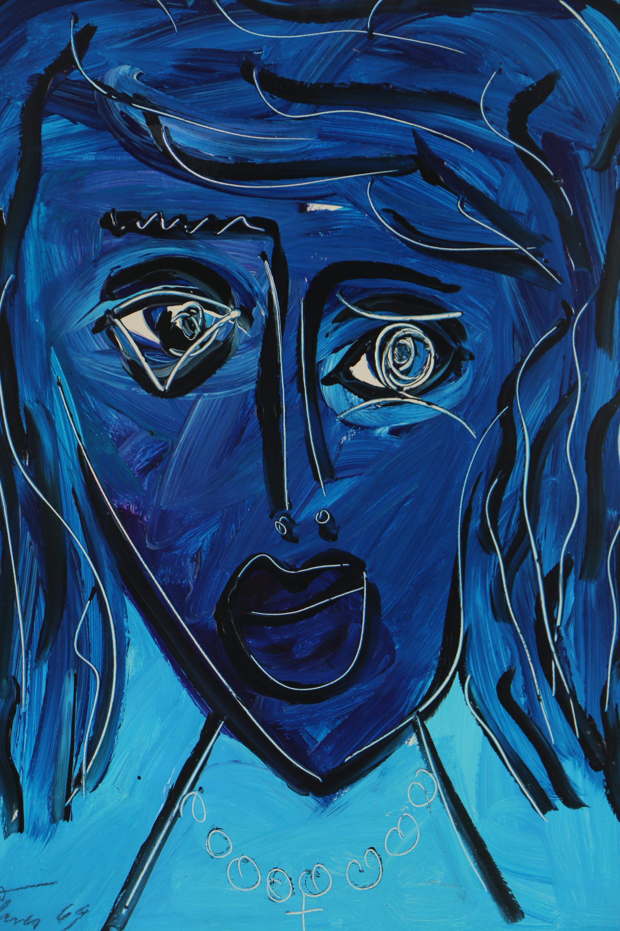 Peter Keil Oil Painting "Blue Picasso", 1969
