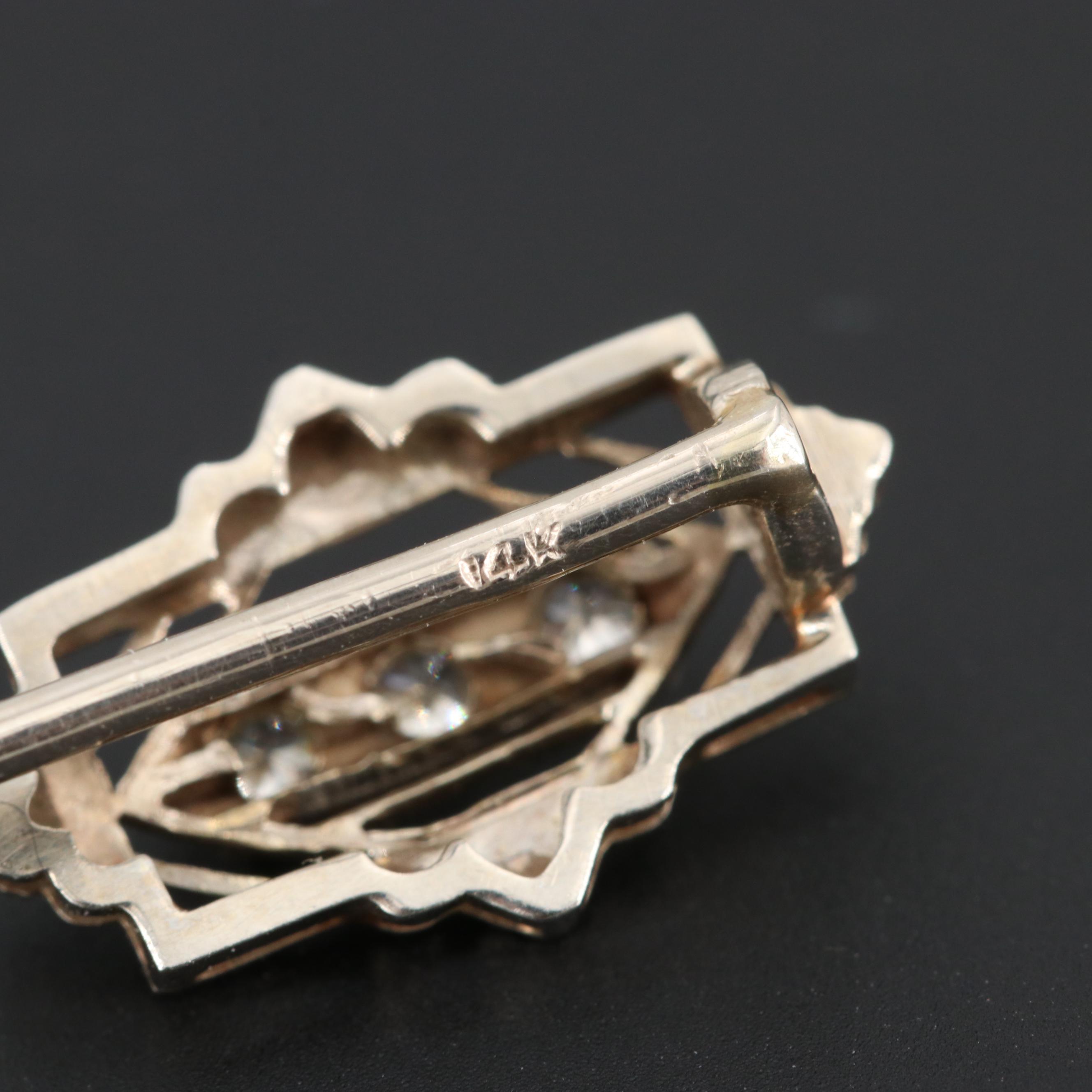 Circa 1920s 14K White Gold and Platinum Diamond Stick Pin