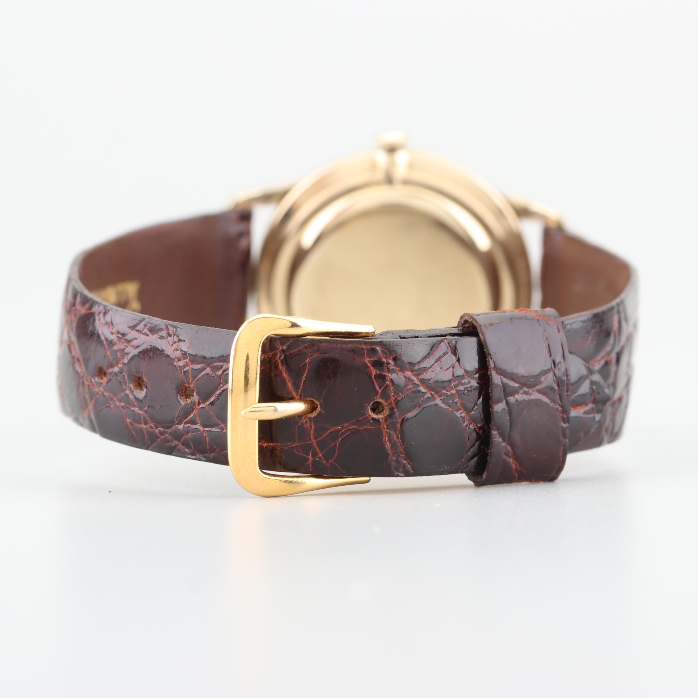 Jules Jurgensen 14K Yellow Gold and Alligator Band Watch