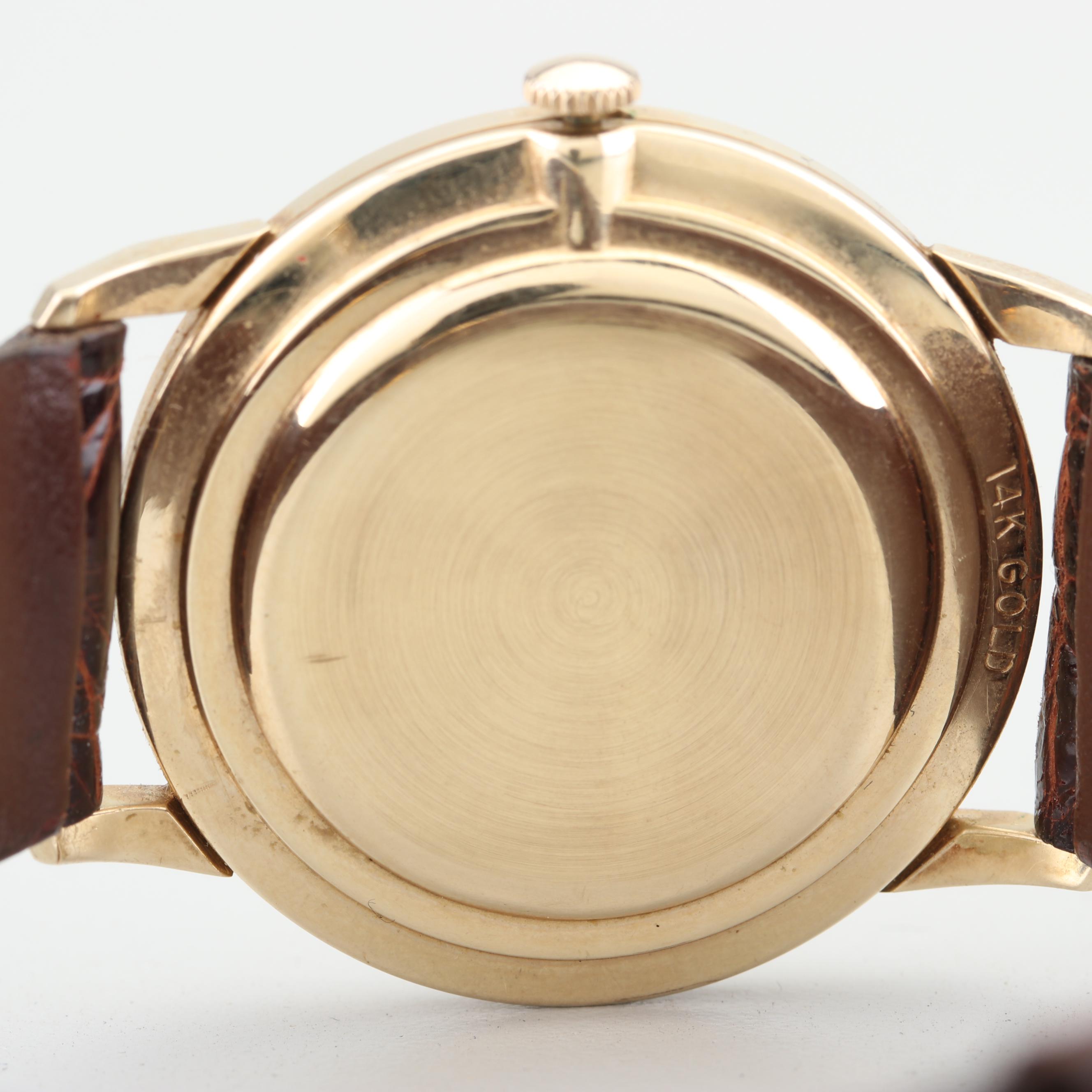 Jules Jurgensen 14K Yellow Gold and Alligator Band Watch