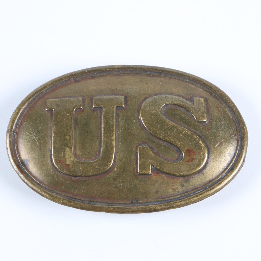 Vintage Brass "US" Belt Buckle