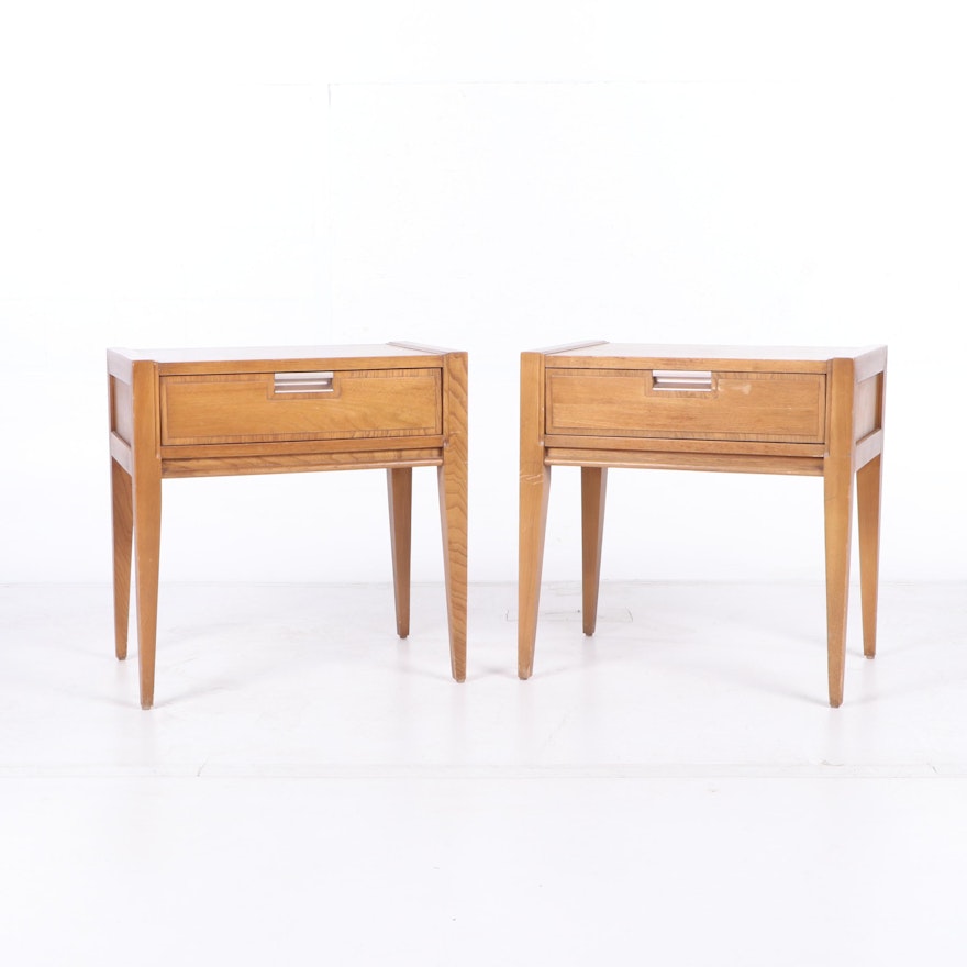 Basic-Witz Mid-Century Pecan Wood Side Tables