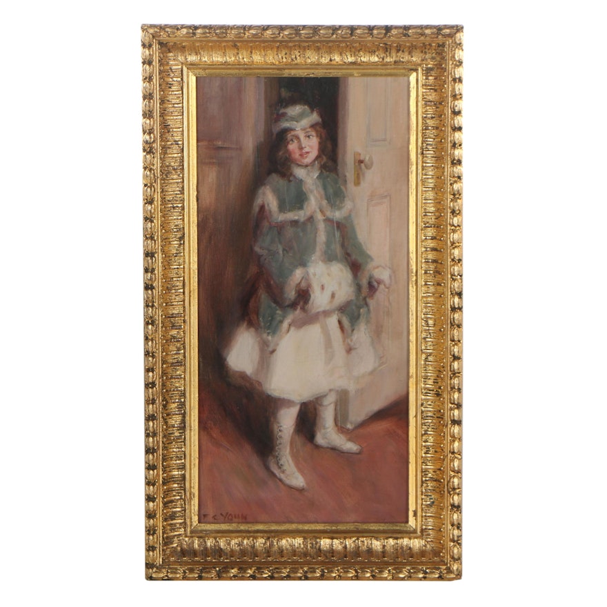 Frederick Coffay Yohn Oil Painting "Young Lady with Muff "