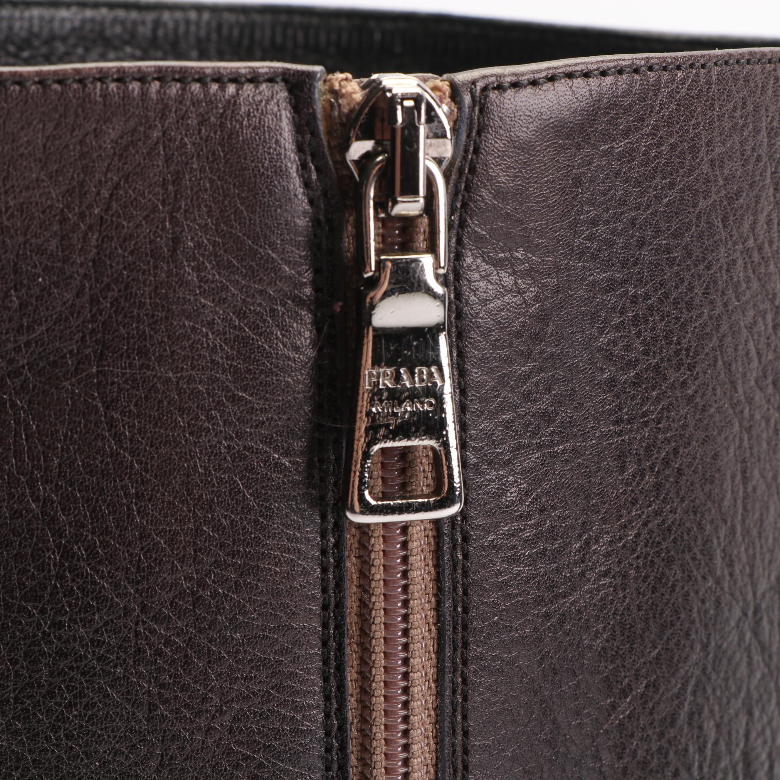 Prada Ombré Collection Brown Leather Mid-Calf Boots, Made in Italy