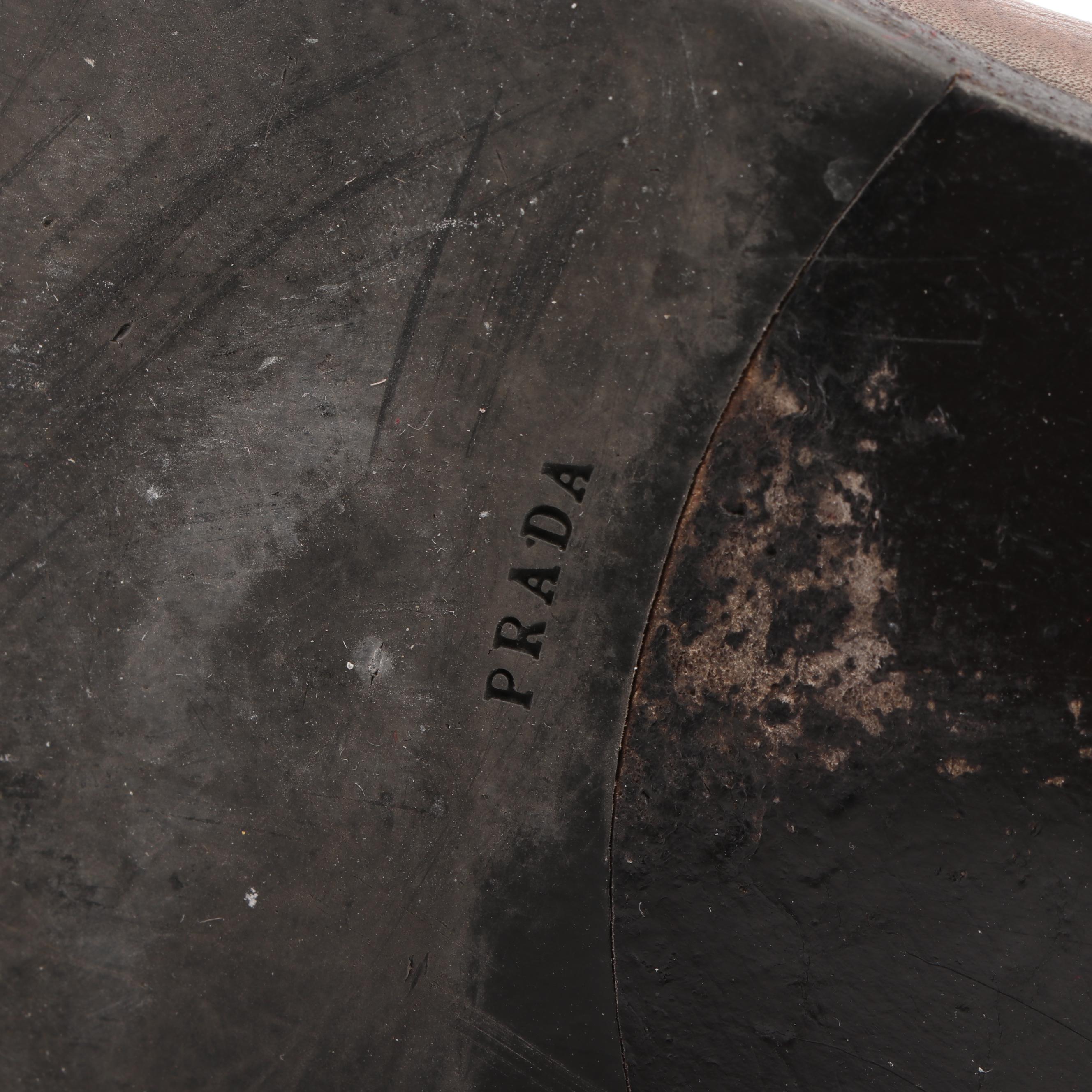 Prada Ombré Collection Brown Leather Mid-Calf Boots, Made in Italy