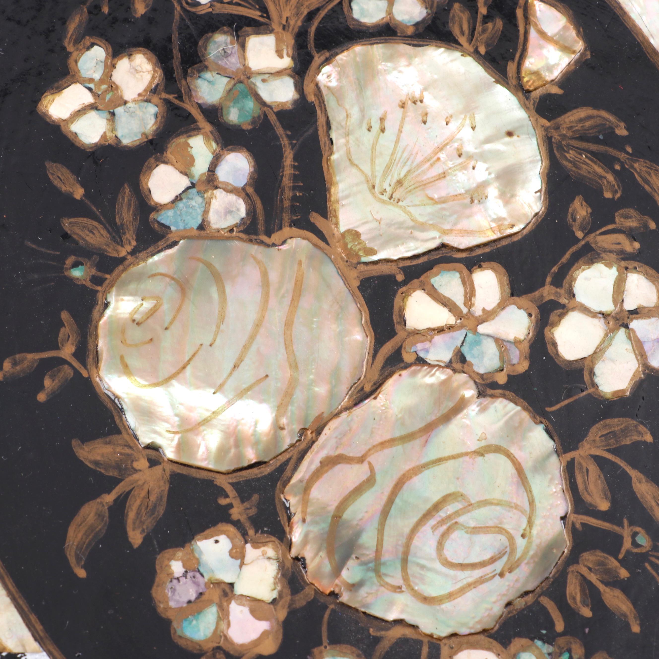 J.J. Lockwood Ebonized Wood Victorian Wheel Barometer with Mother-of-Pearl Inlay