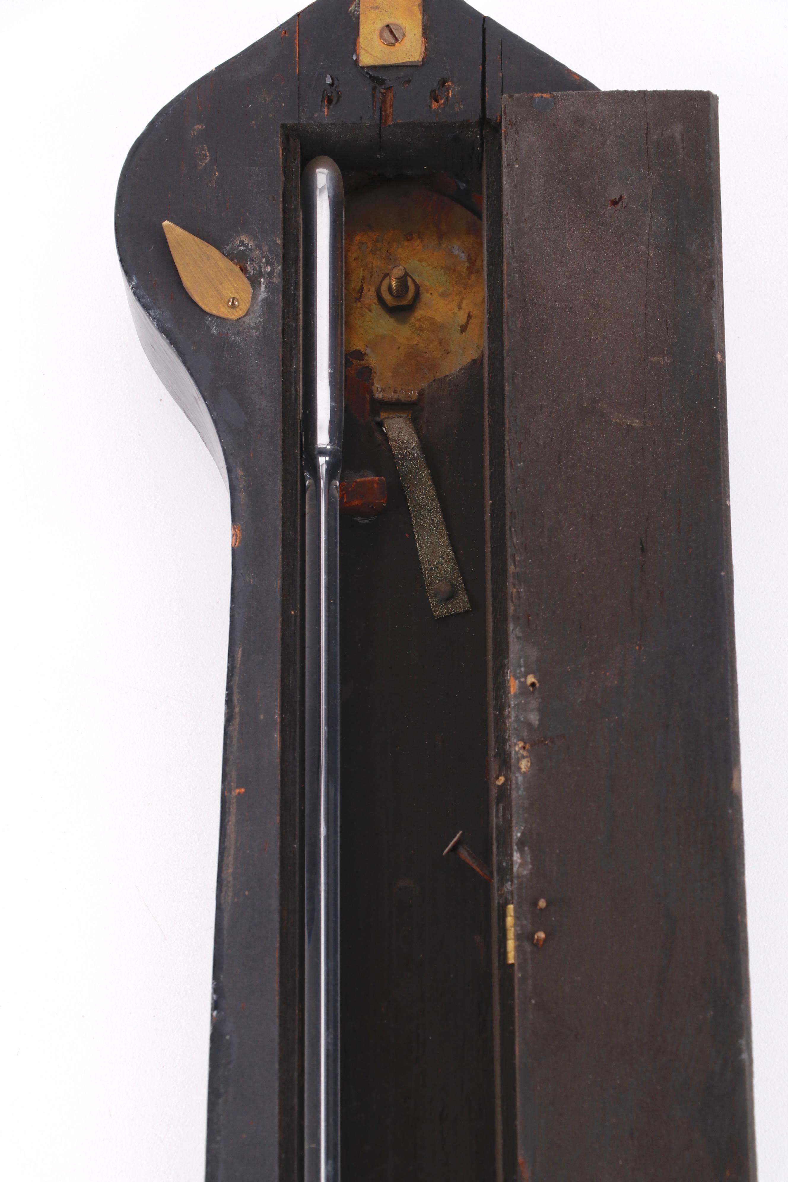 J.J. Lockwood Ebonized Wood Victorian Wheel Barometer with Mother-of-Pearl Inlay