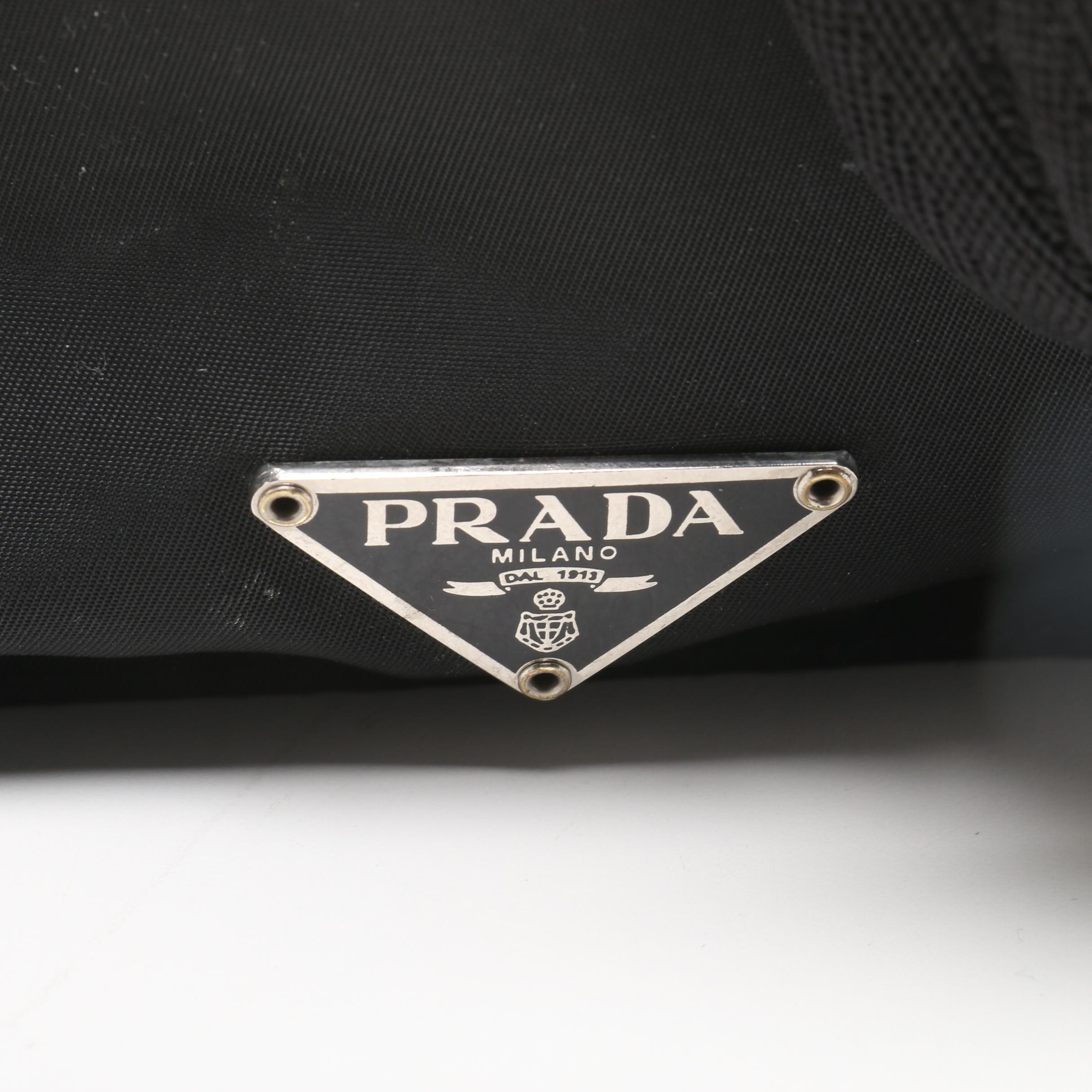 Prada Black Nylon Crossbody with Leather Trim, Made in Italy