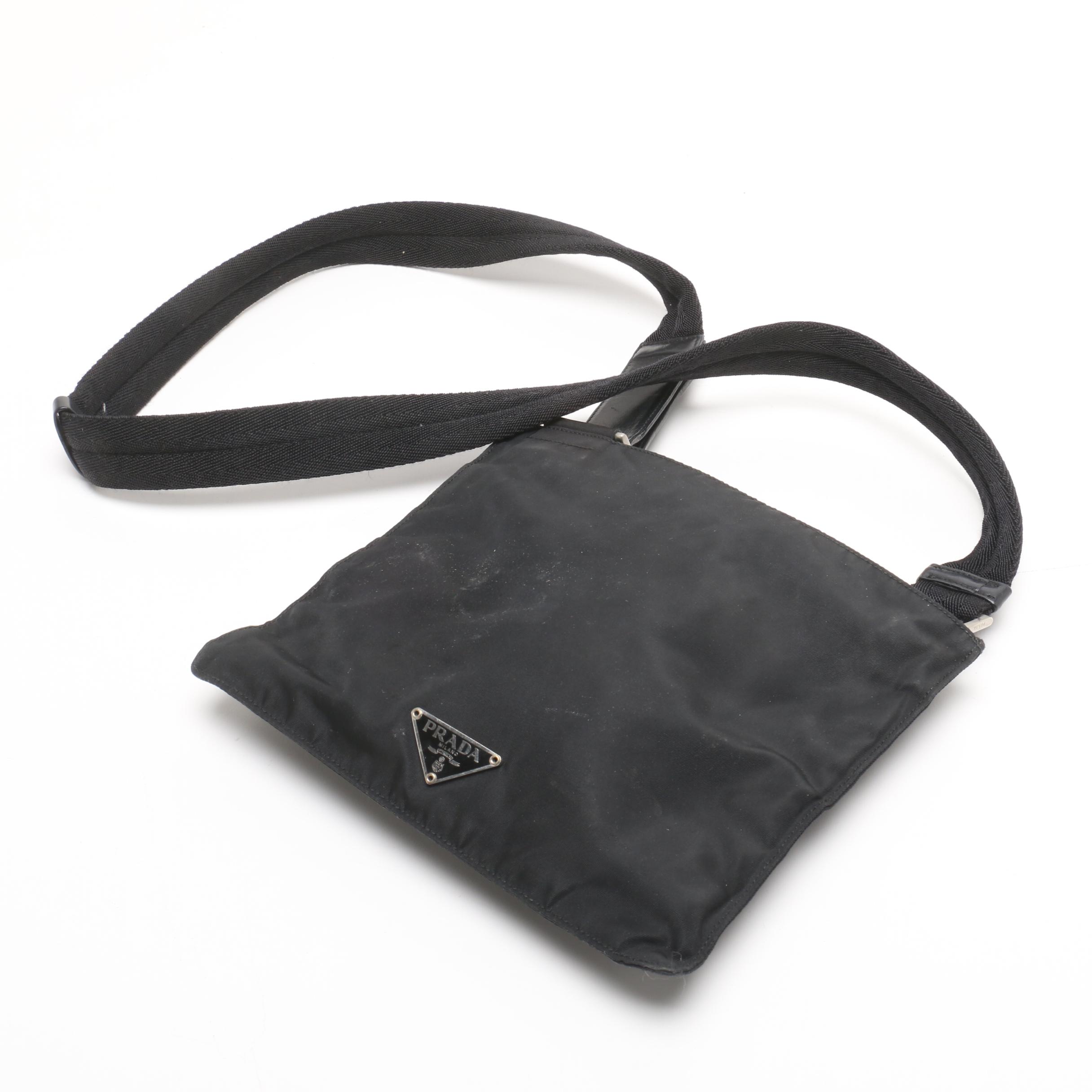 Prada Black Nylon Crossbody with Leather Trim, Made in Italy