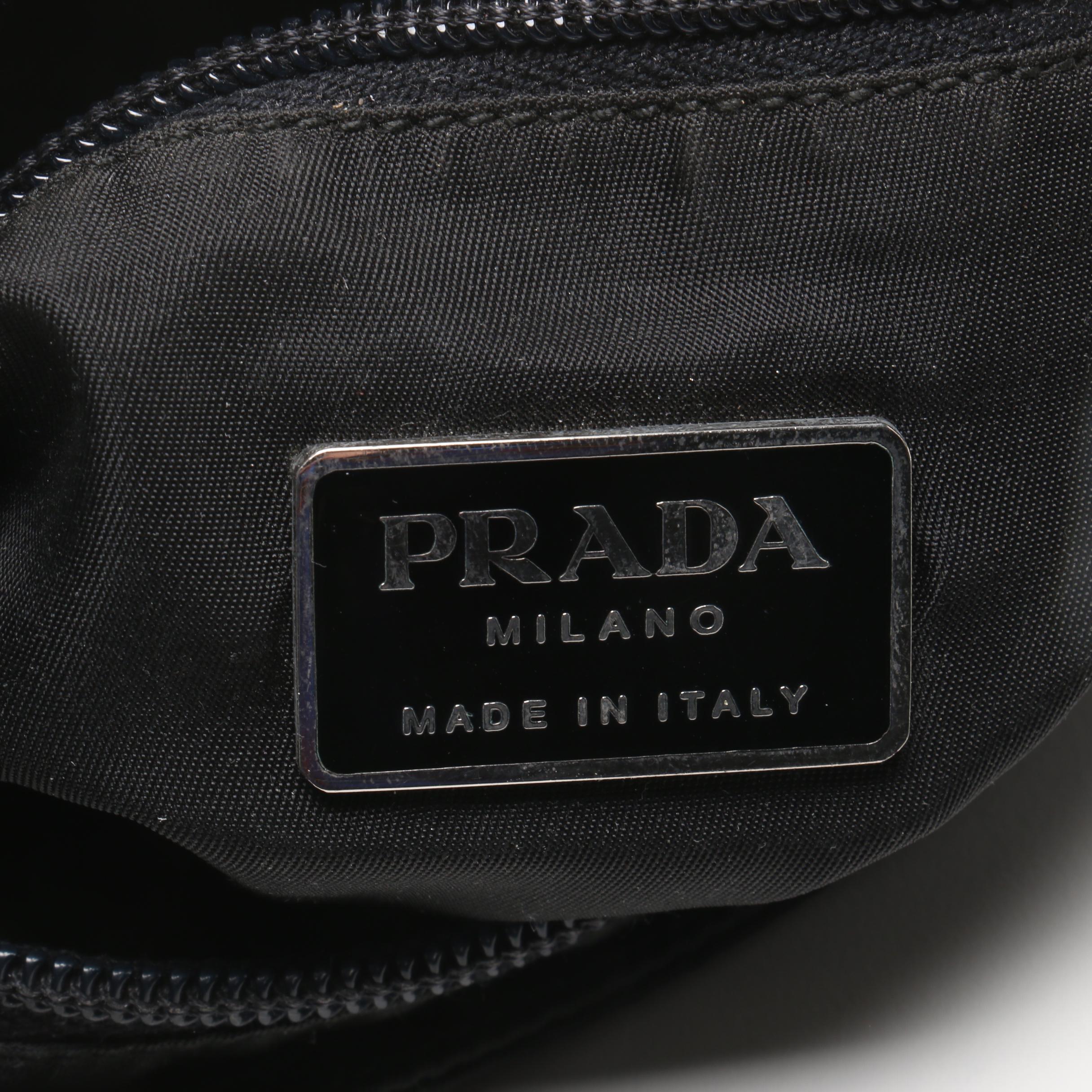 Prada Black Nylon Crossbody with Leather Trim, Made in Italy