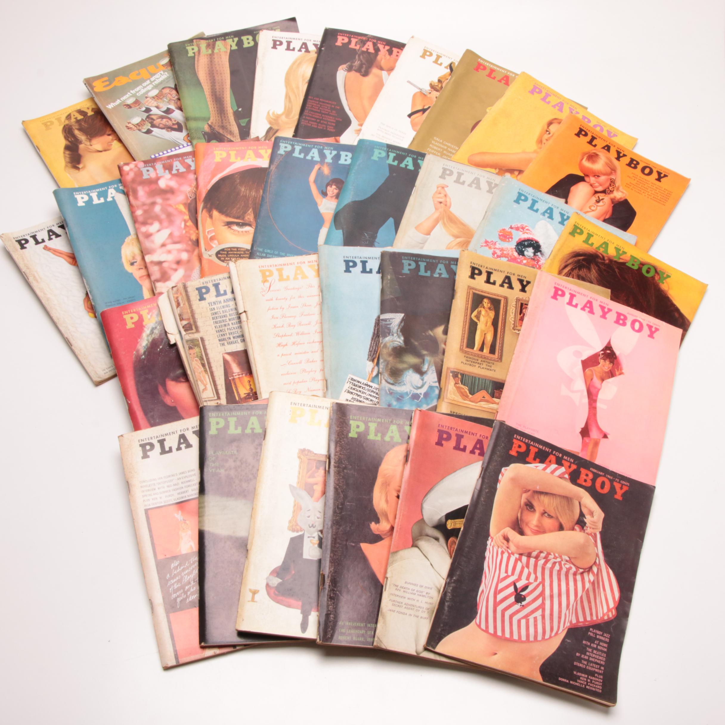 Thirty Playboy Magazines from  the 1960s and one 1972 Esquire
