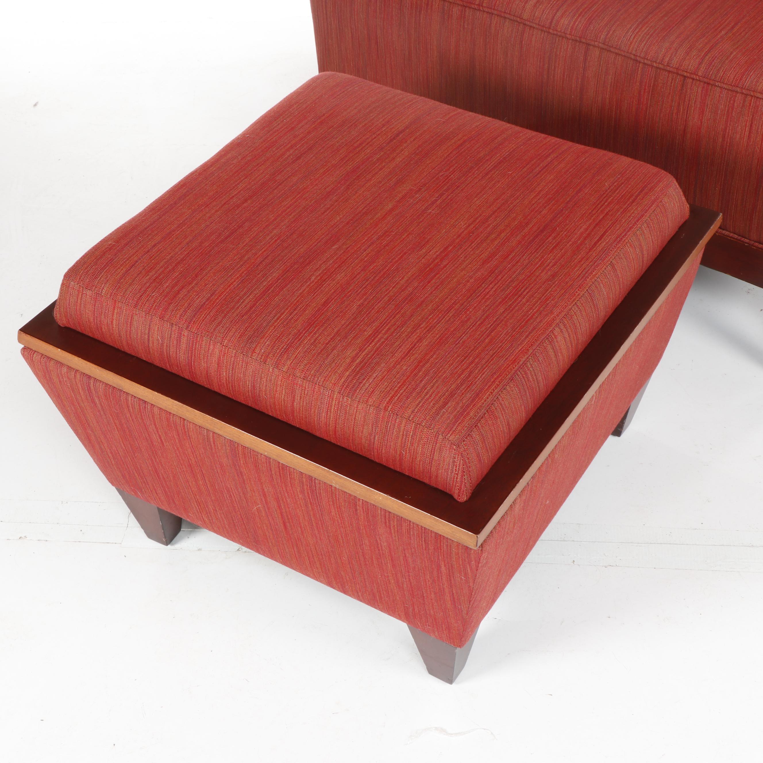 Baker Archetype Armless Straight-Back Chair with Custom Reversible Table Ottoman