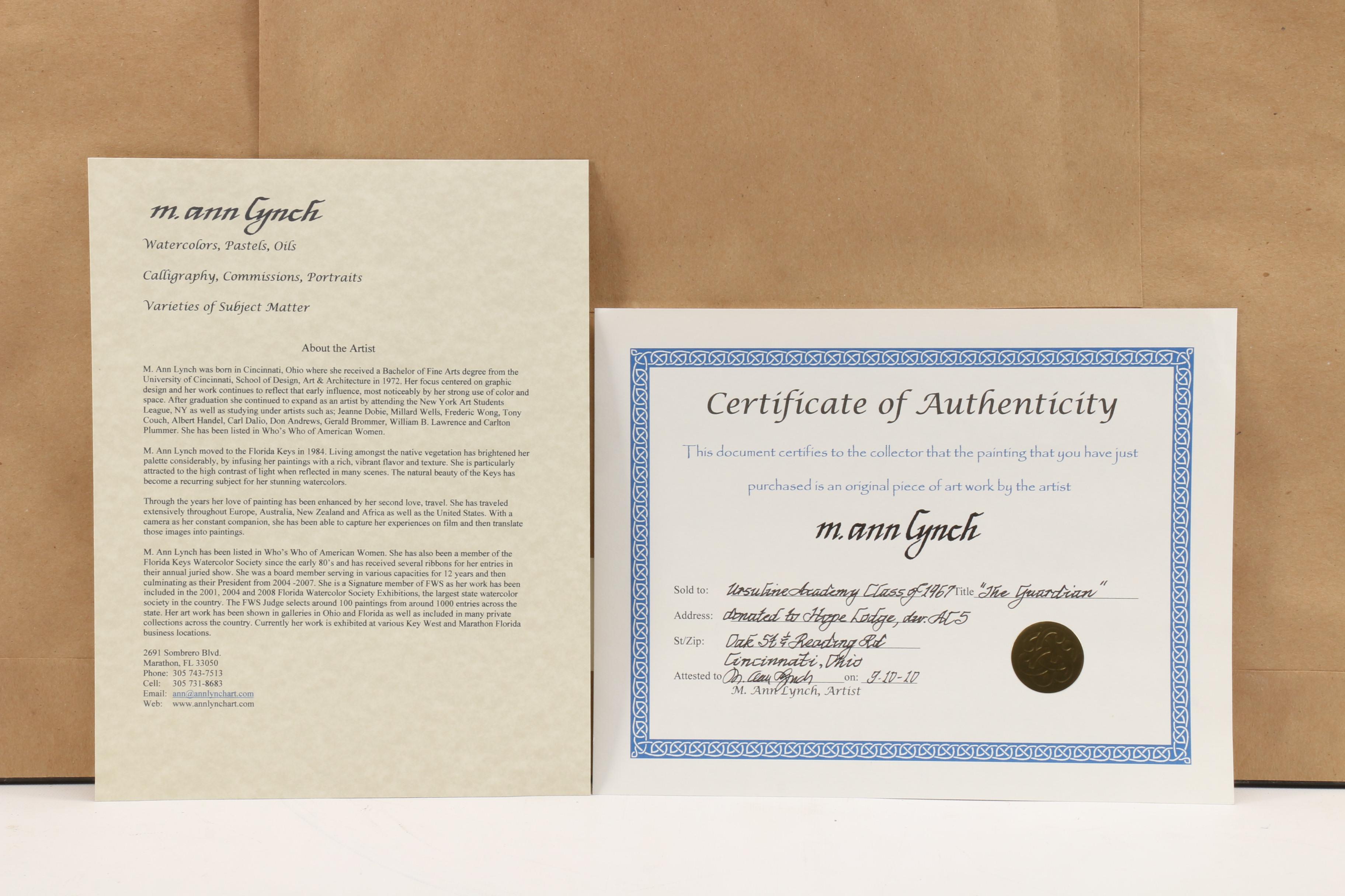 M. Ann Lynch Watercolor Painting "The Guardian"