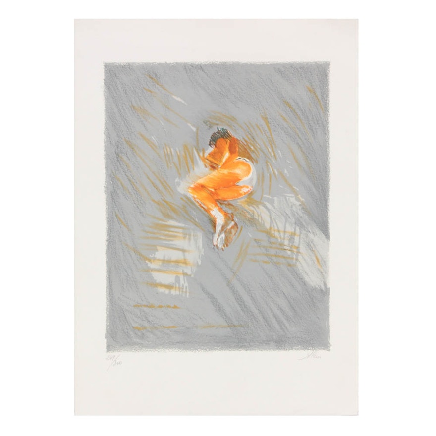 A. Pau Color Lithograph Sleeping Nude