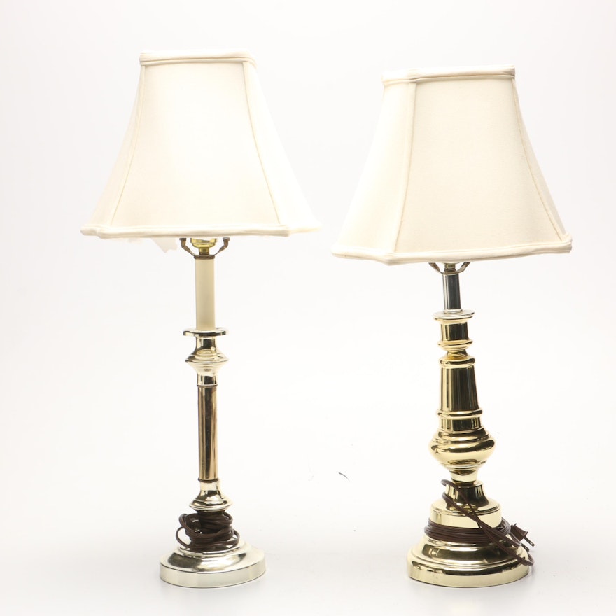 Brass Tone Table Lamps with Shades