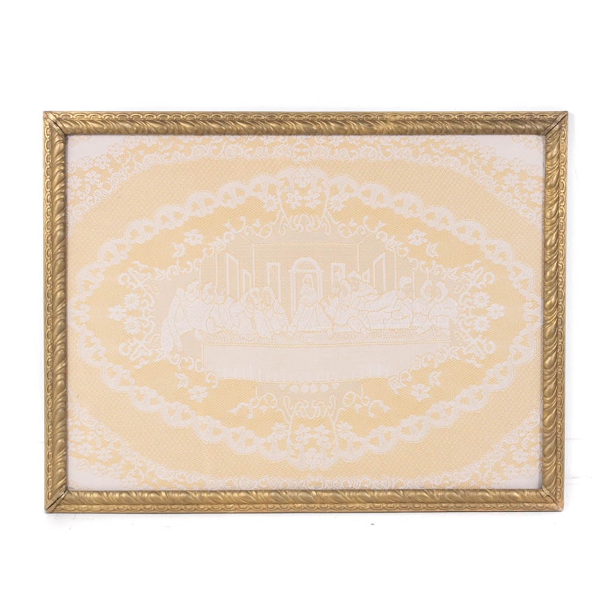 Framed Handcrafted Lace "Last Supper" Panel