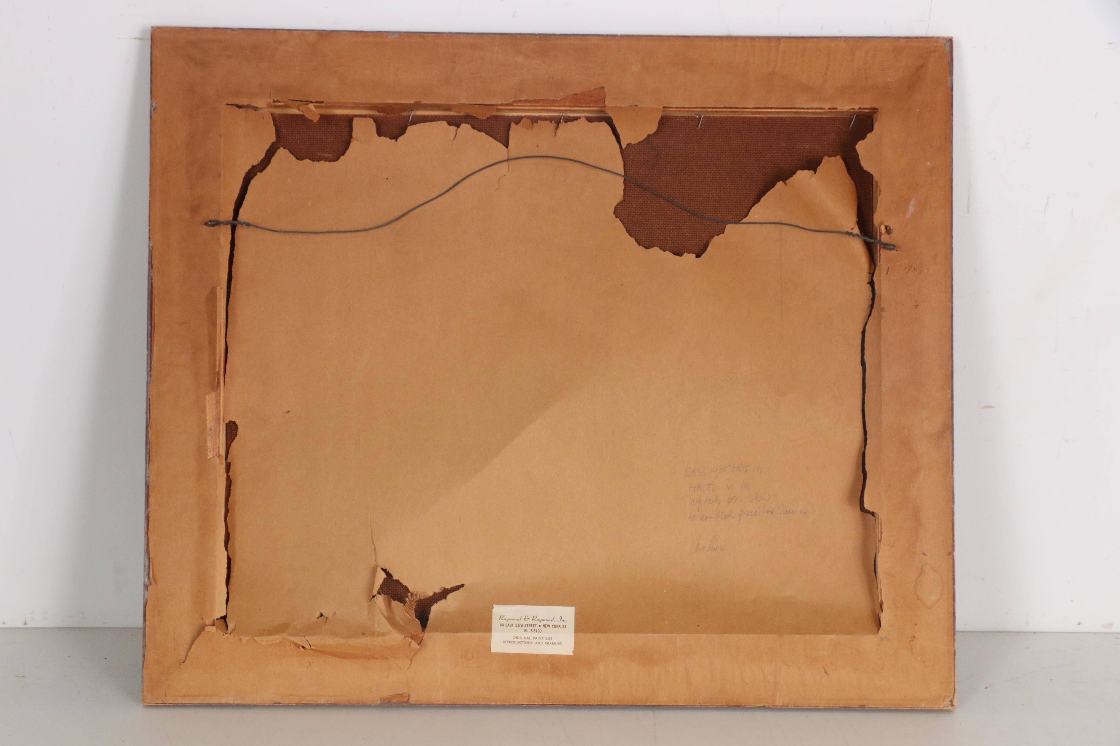 Préfète Duffaut Oil Painting of Haitian Village, 1965