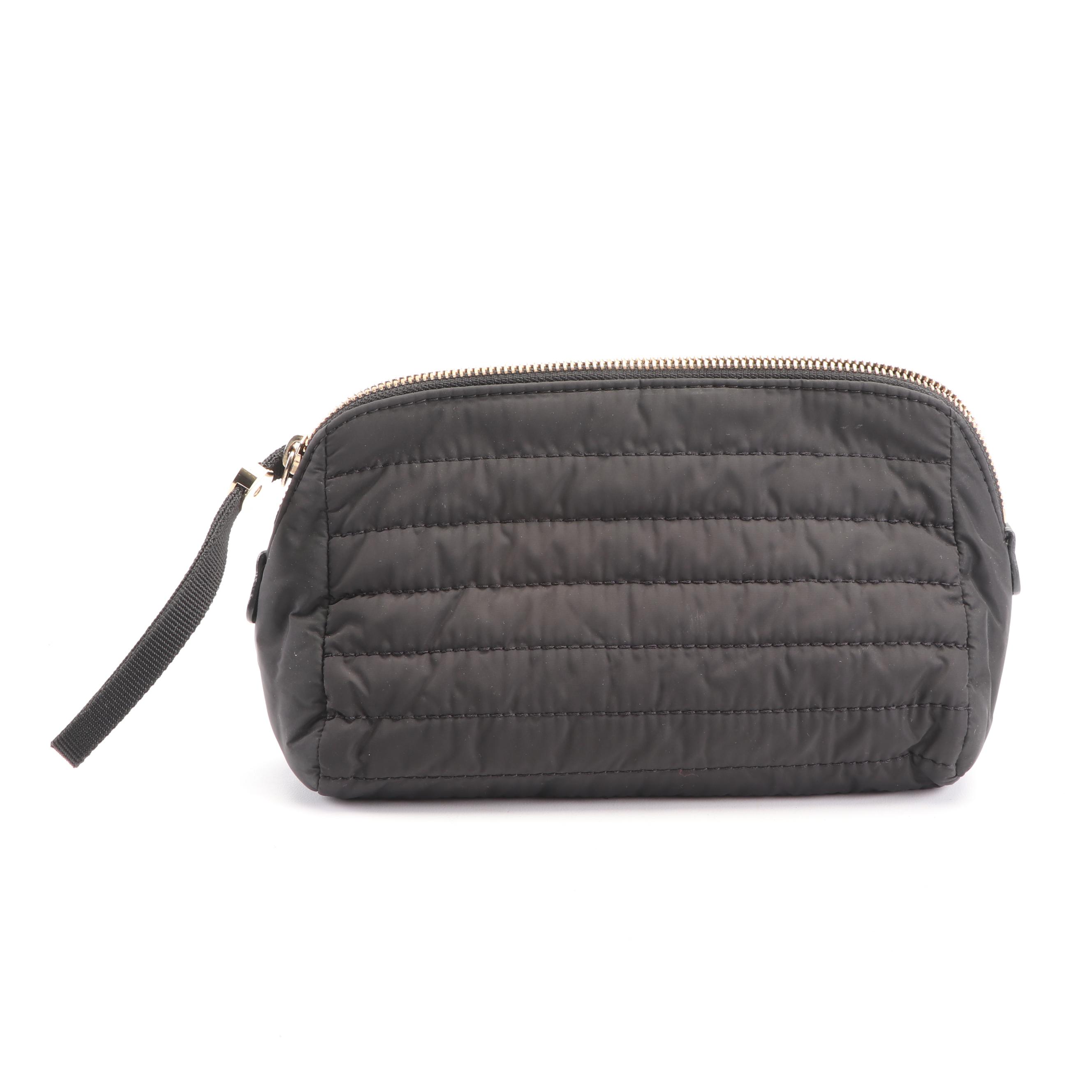 Women's Prada Velvet Grafite Sneakers with Moncler Modello Quilted Cosmetic Bag