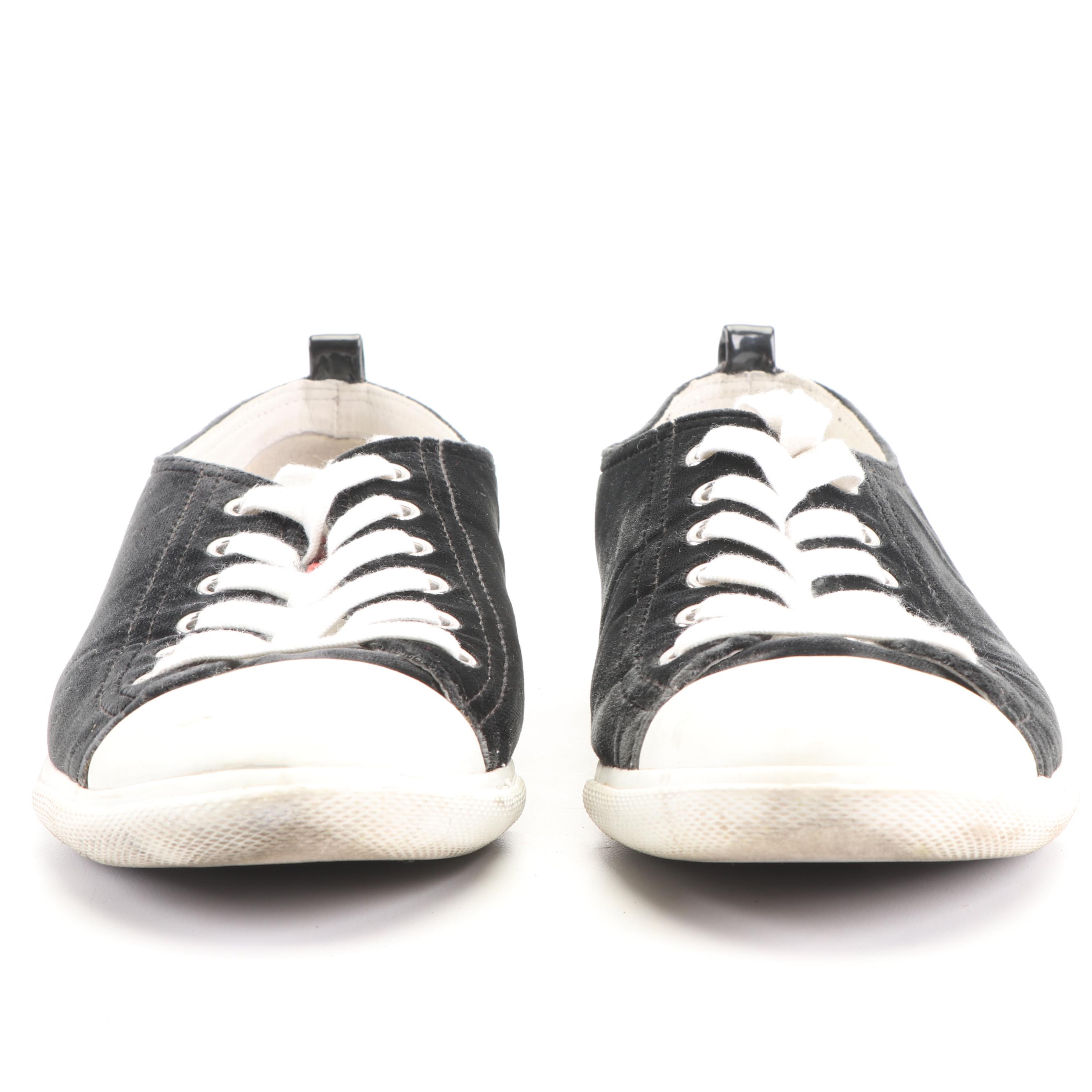 Women's Prada Velvet Grafite Sneakers with Moncler Modello Quilted Cosmetic Bag