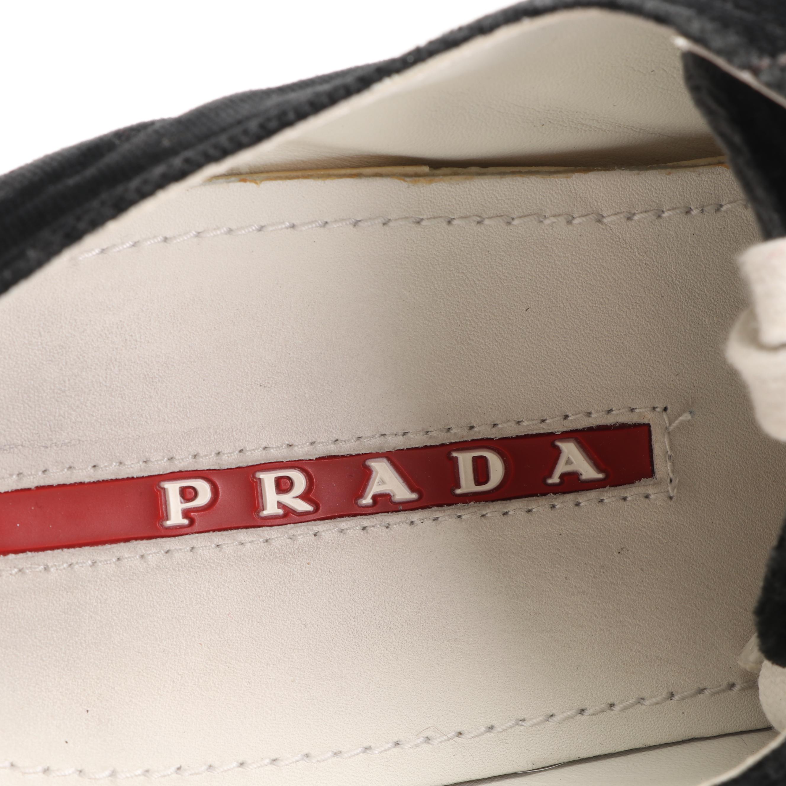 Women's Prada Velvet Grafite Sneakers with Moncler Modello Quilted Cosmetic Bag