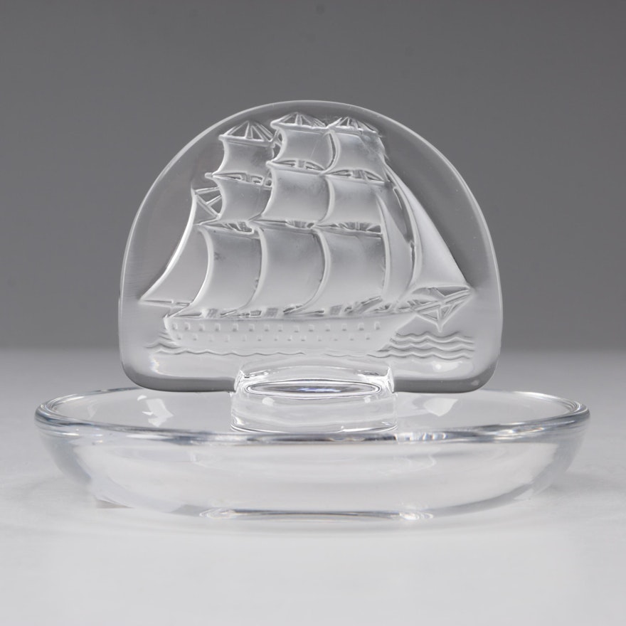 Lalique "Caravelle" Crystal Pin Tray