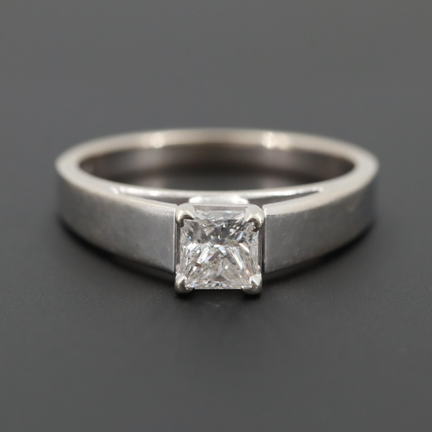 14K White Gold Diamond Solitaire Ring