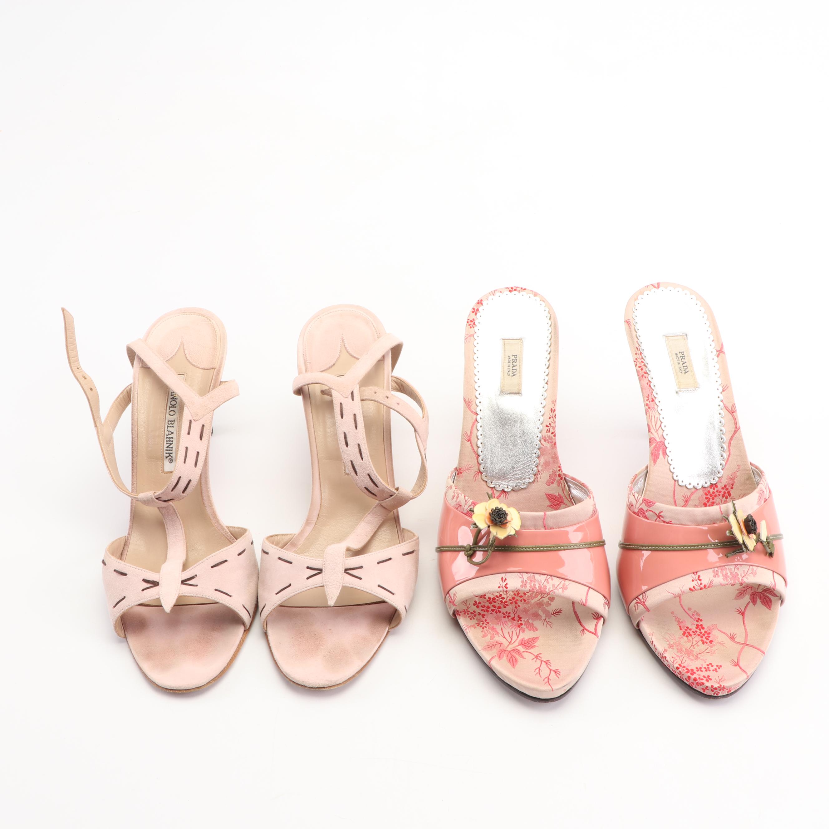 Prada and Manolo Blahnik Pink Stiletto Sandals