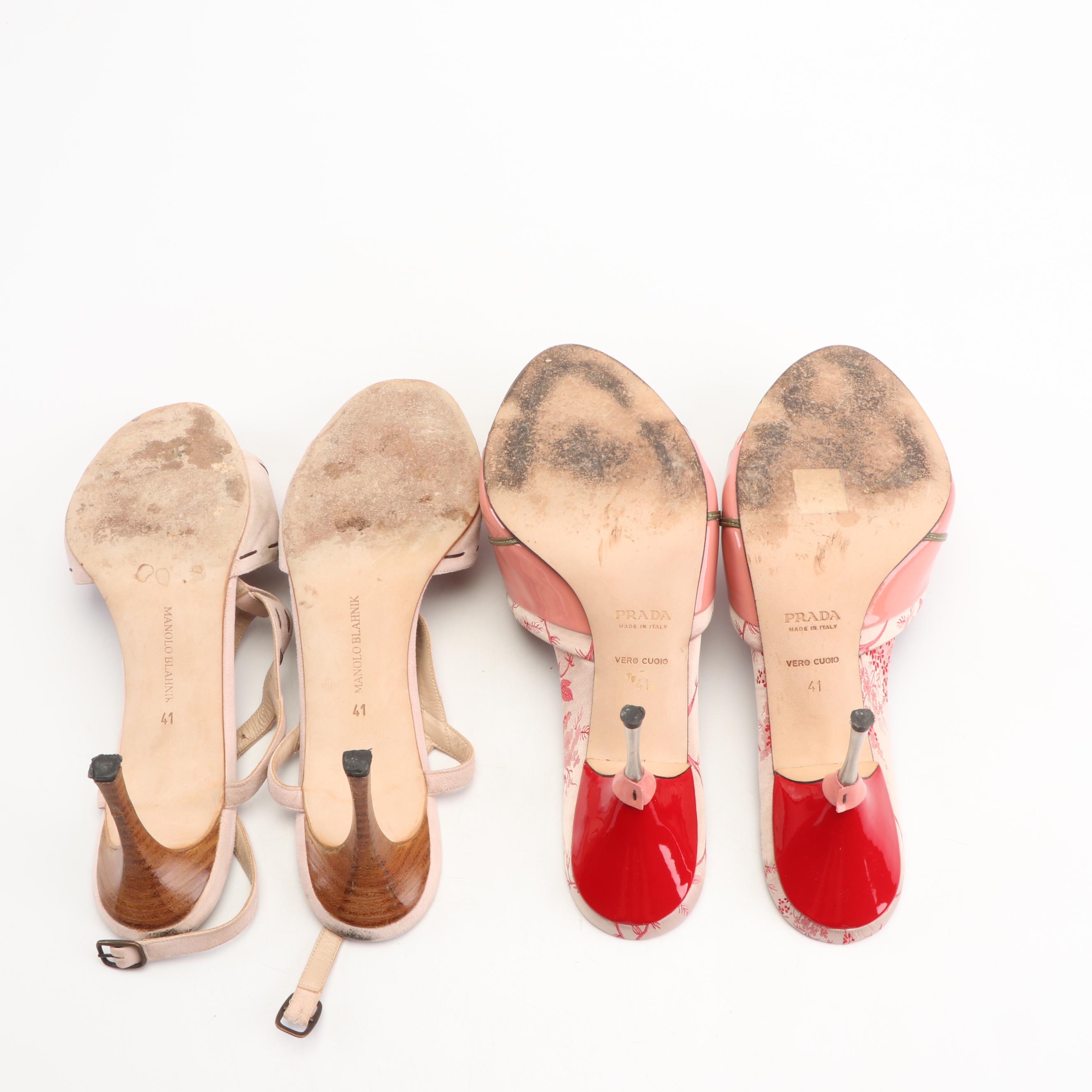 Prada and Manolo Blahnik Pink Stiletto Sandals