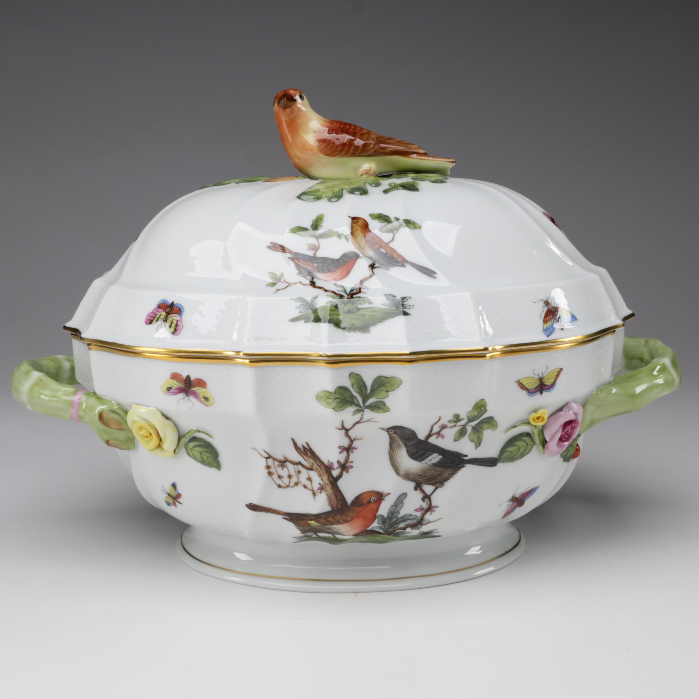 Herend "Rothschild Bird" Porcelain Tureen with Lid