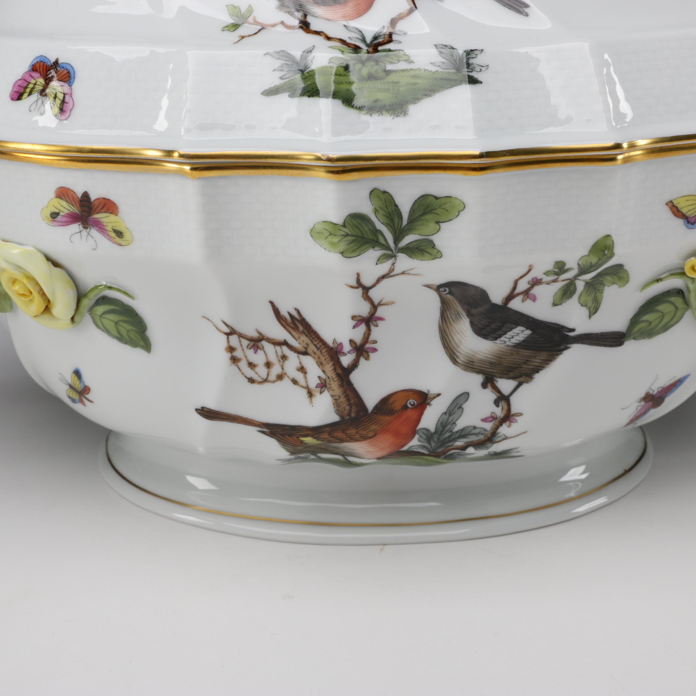 Herend "Rothschild Bird" Porcelain Tureen with Lid