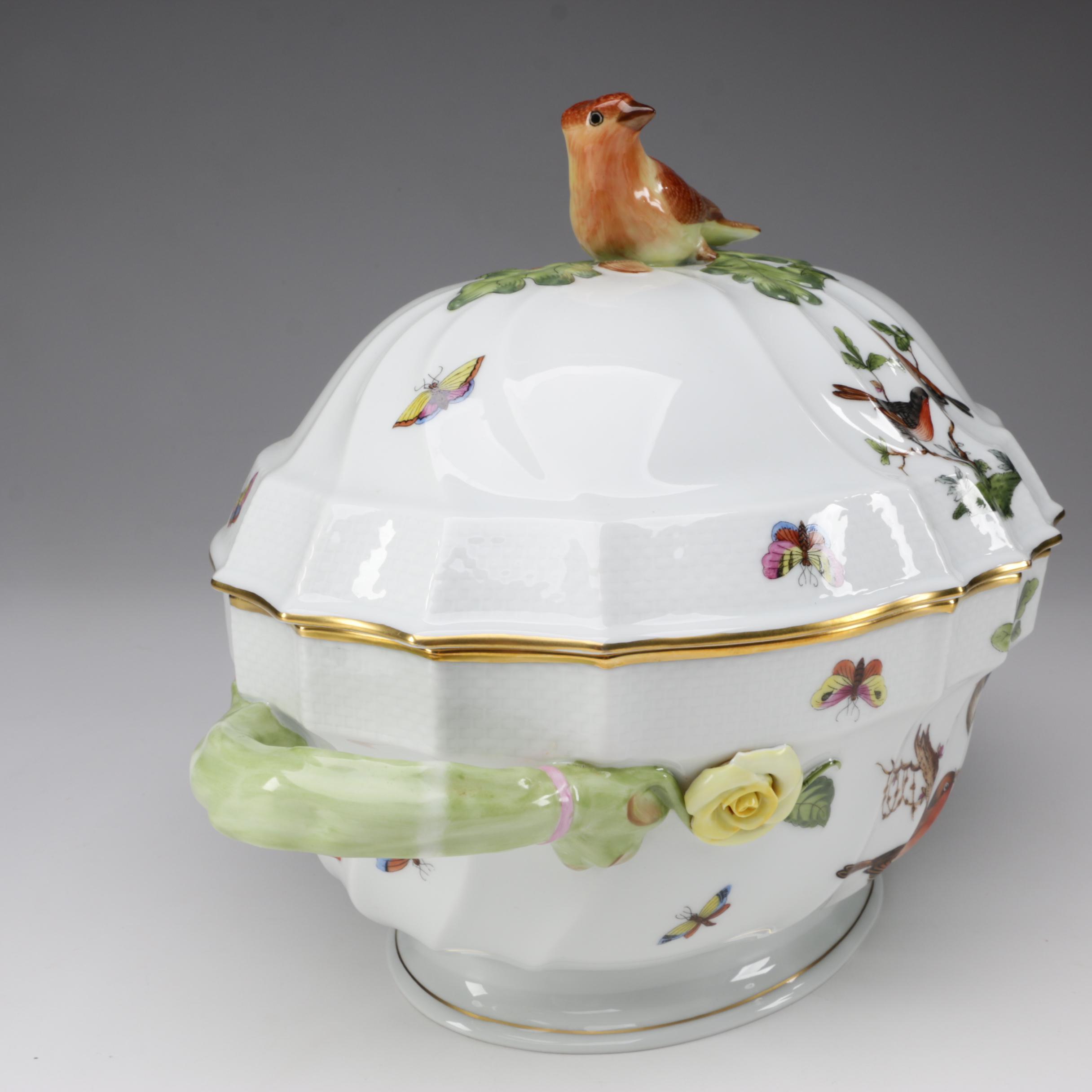 Herend "Rothschild Bird" Porcelain Tureen with Lid