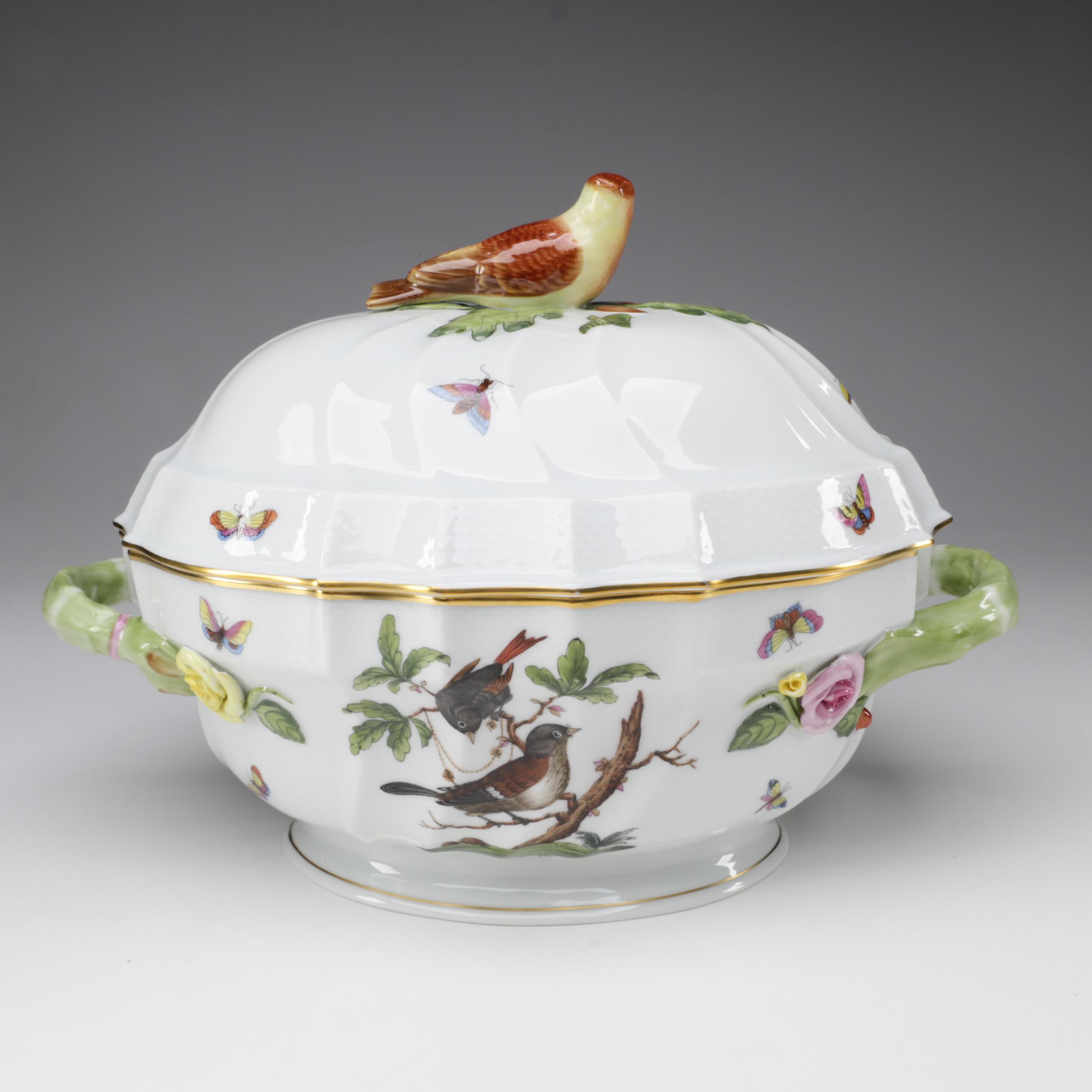 Herend "Rothschild Bird" Porcelain Tureen with Lid