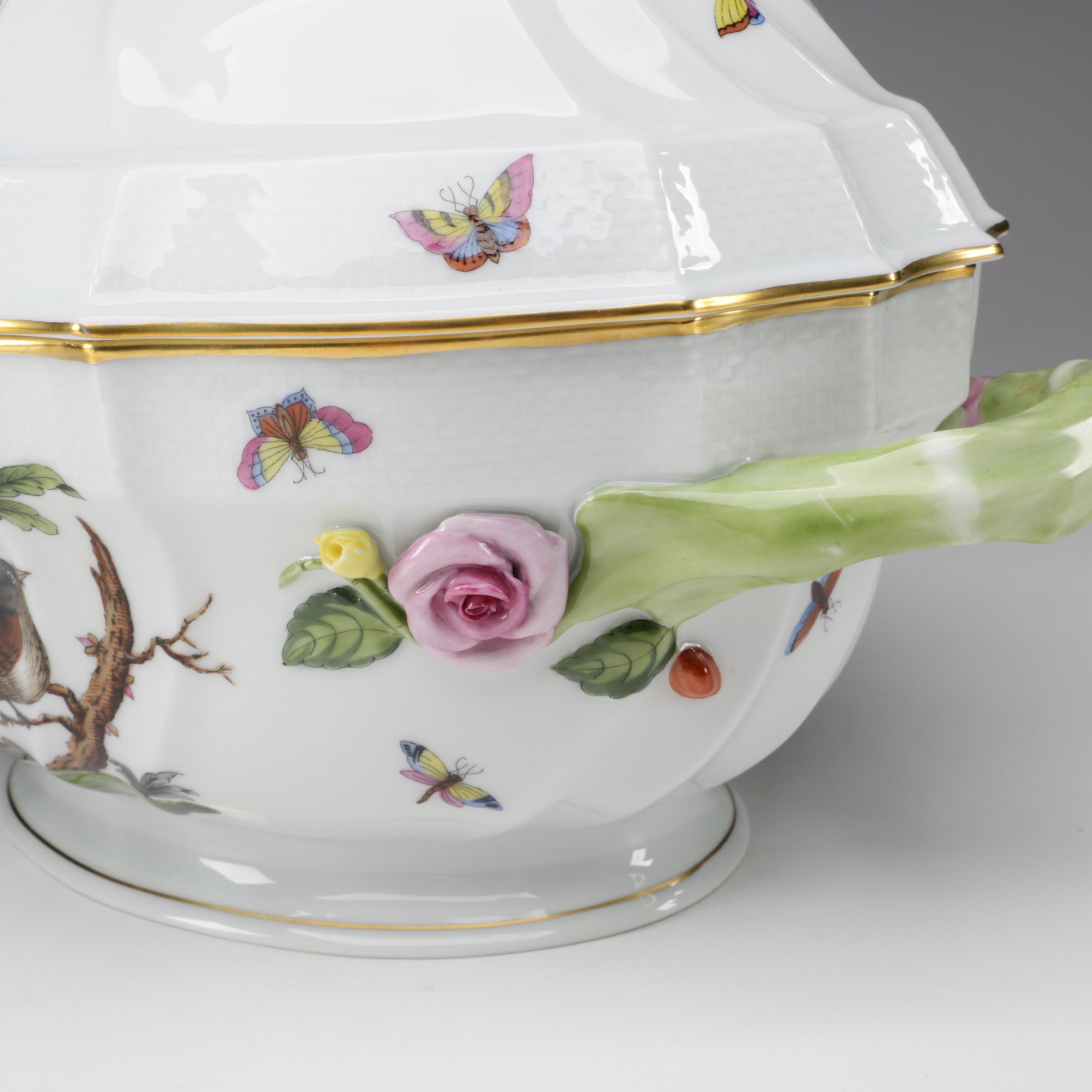 Herend "Rothschild Bird" Porcelain Tureen with Lid