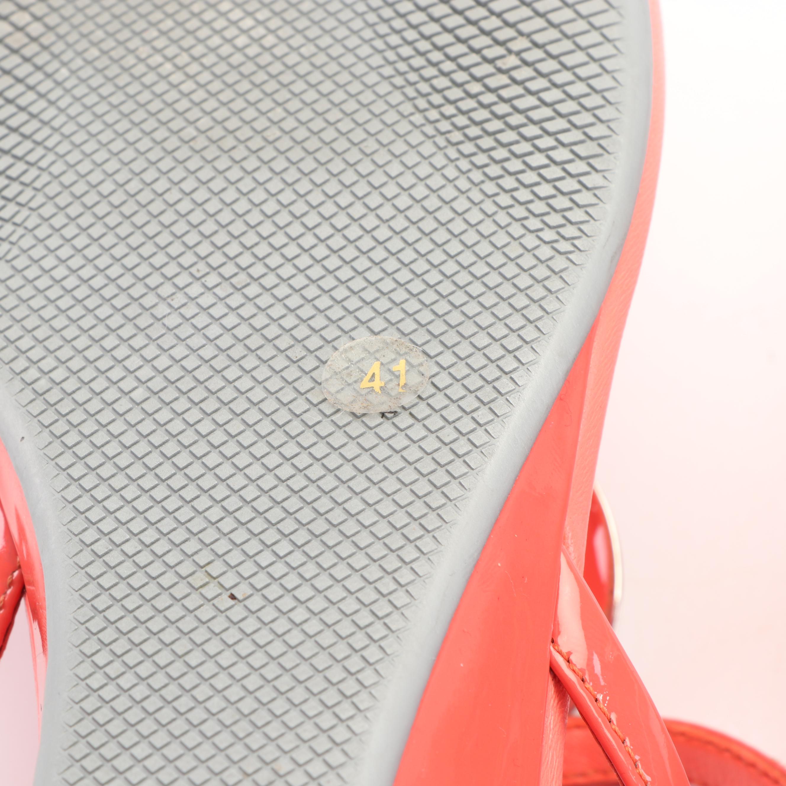 Prada Metallic Gold and Coral-Colored Sandals, Made in Italy