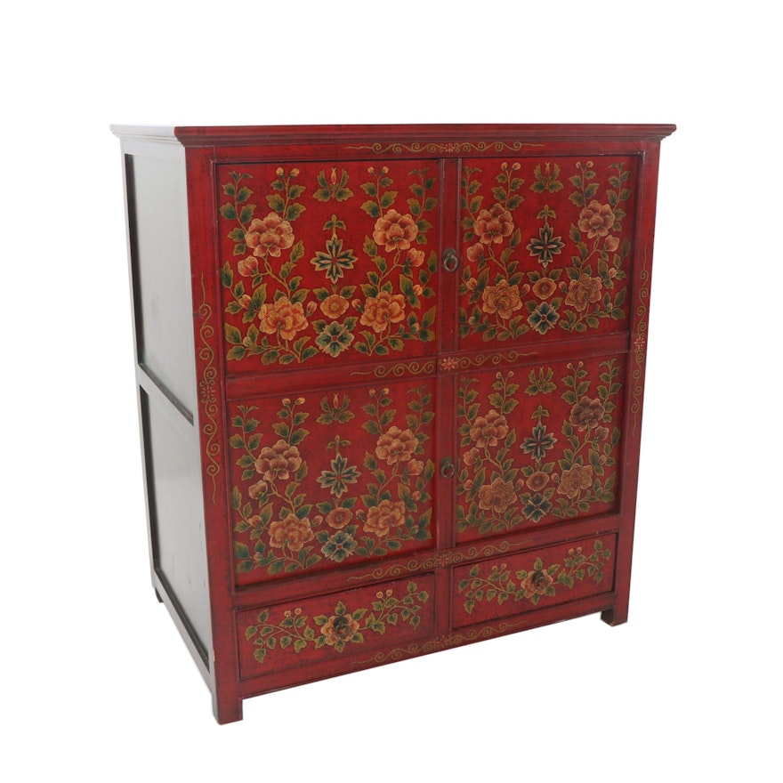 Asian Style Painted Wood Cabinet, 21st Century