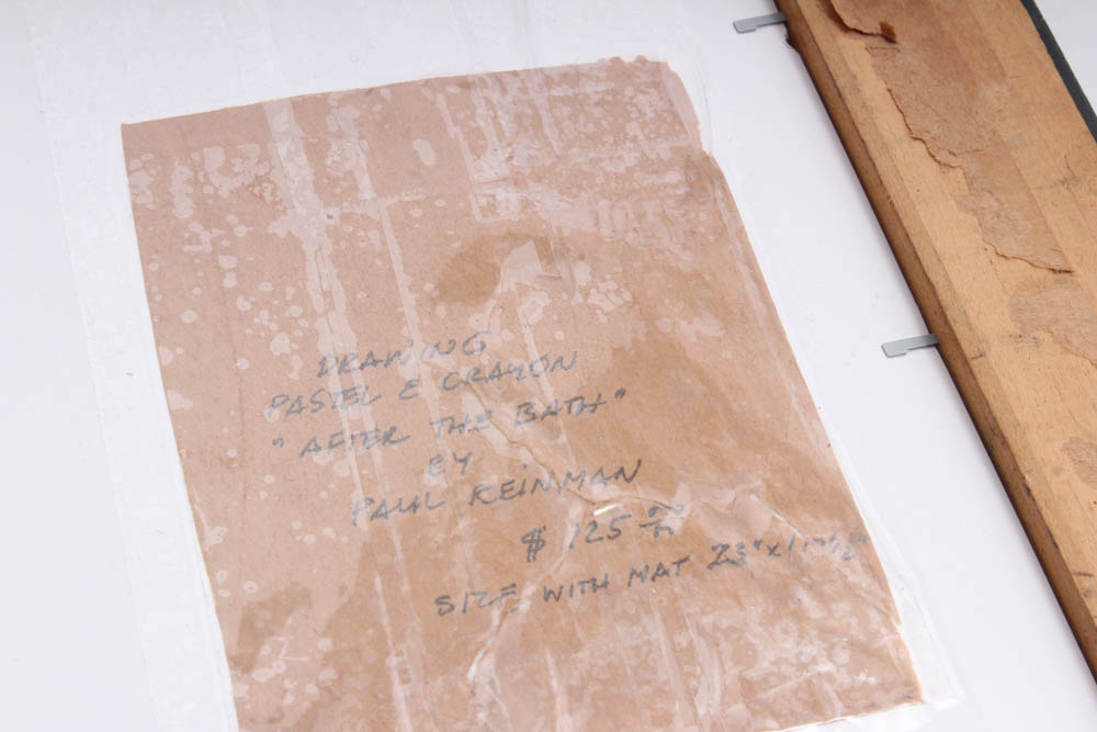 Paul Reinman "After the Bath" Pastel and Crayon Drawing