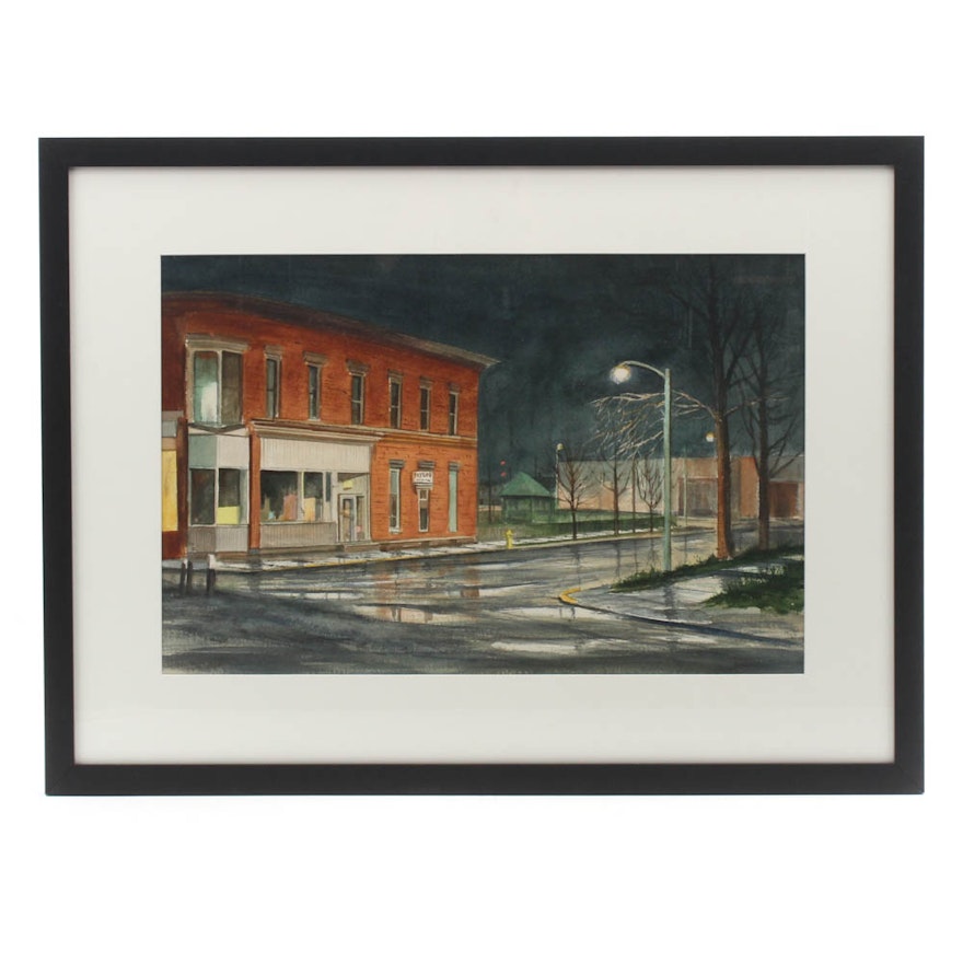 James DeVore Street Scene Watercolor Painting